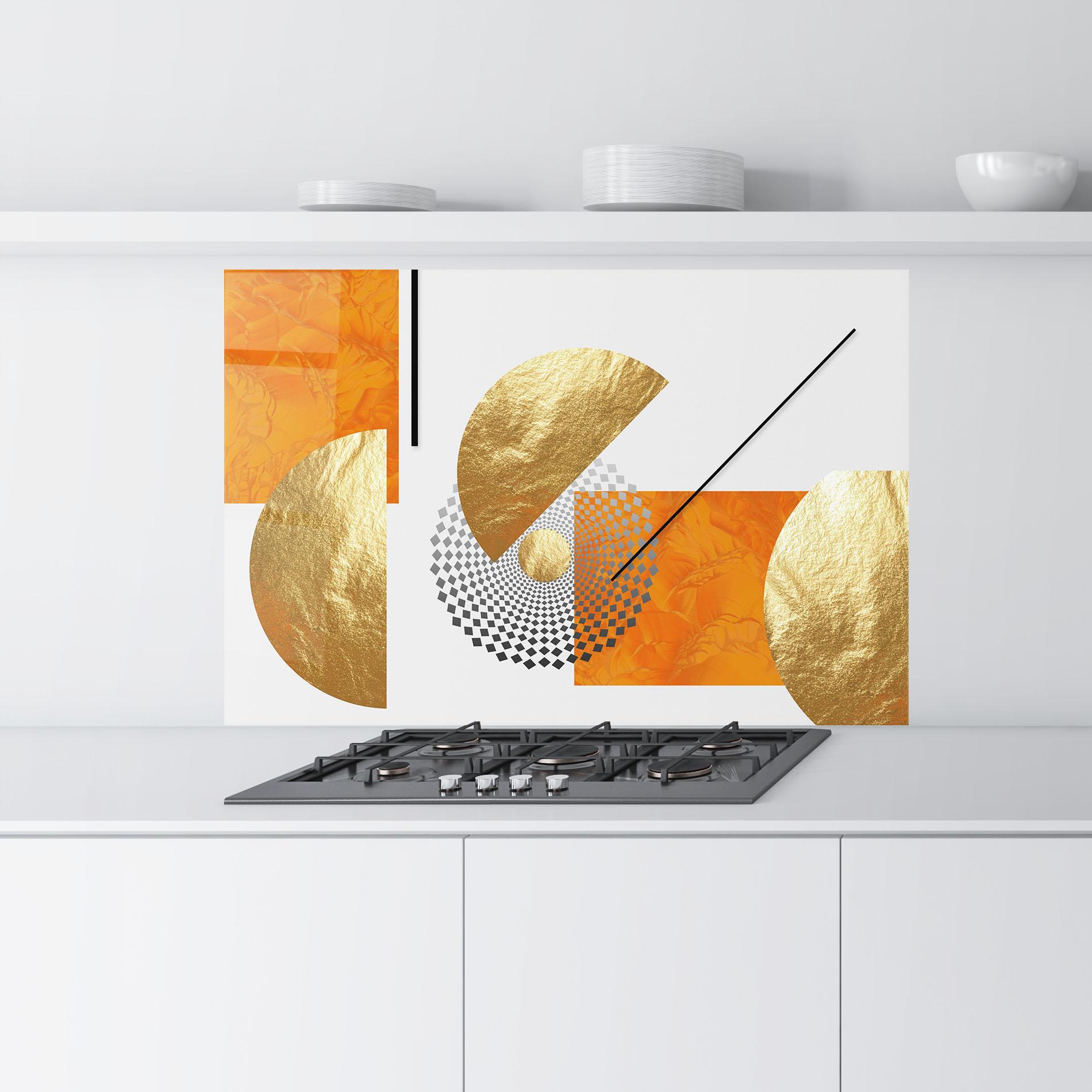 Panou Sticla Bucatarie Beautiful Gold Shapes mockup 9