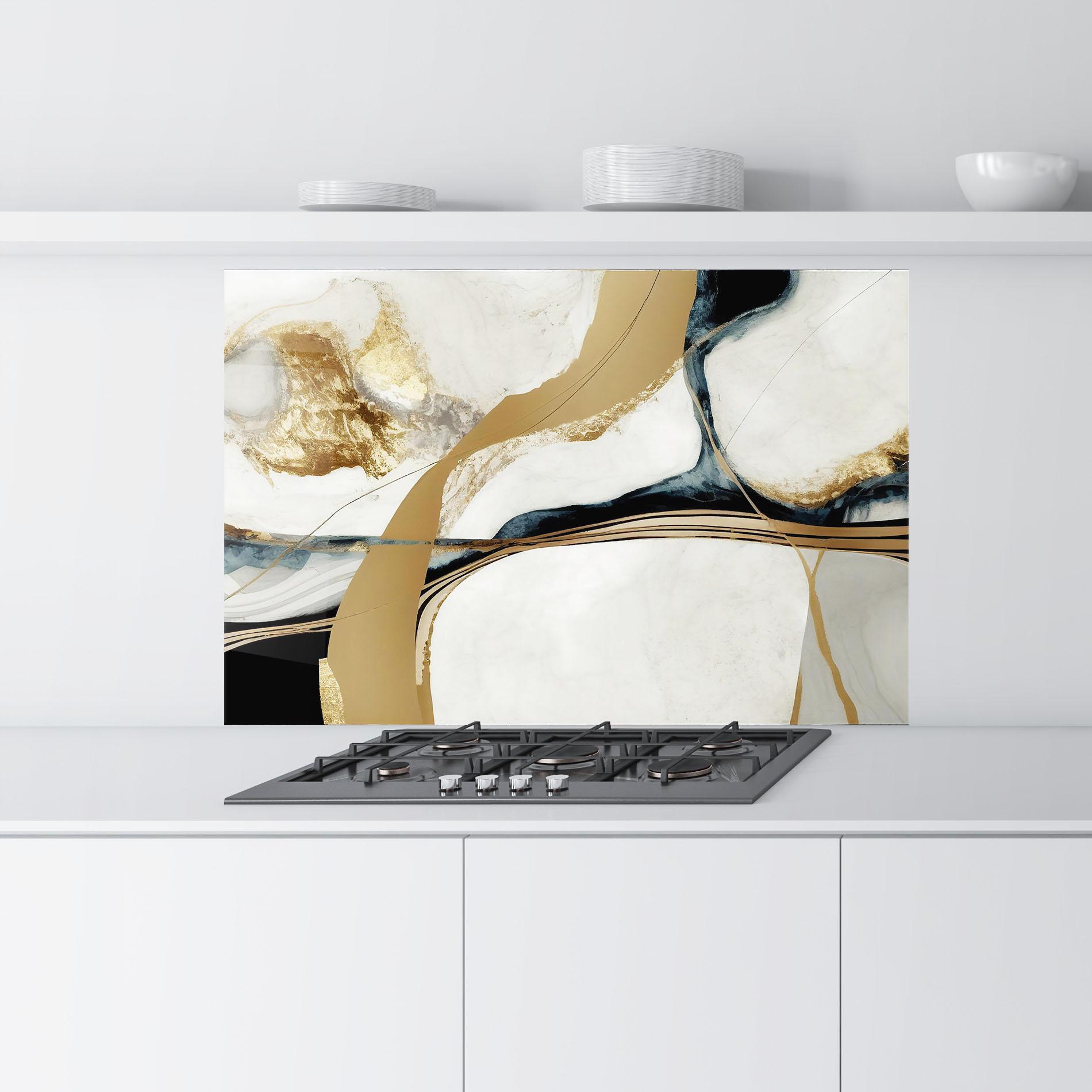 Panou Sticla Bucatarie Golden Blue Marble mockup 9