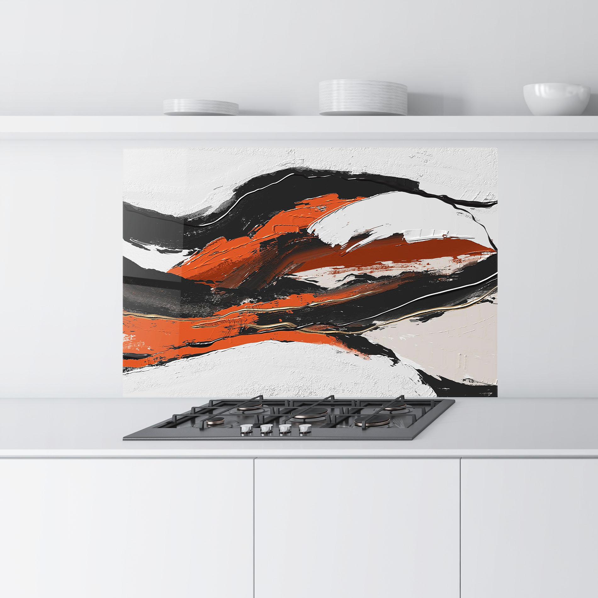 Panou Sticla Bucatarie Red And Black Brush mockup 9