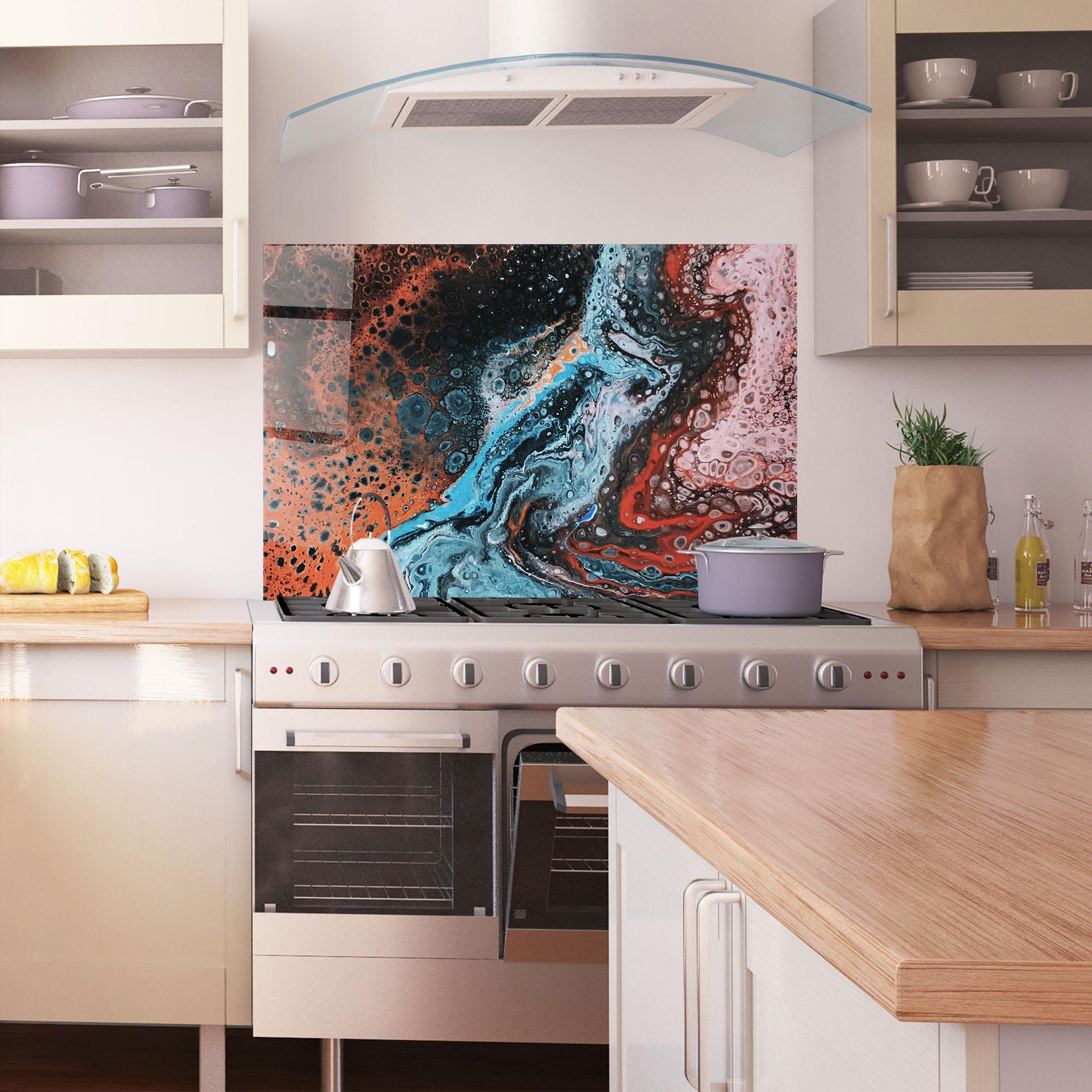 Panou Sticla Bucatarie Abstract Turqoise Colors mockup 1