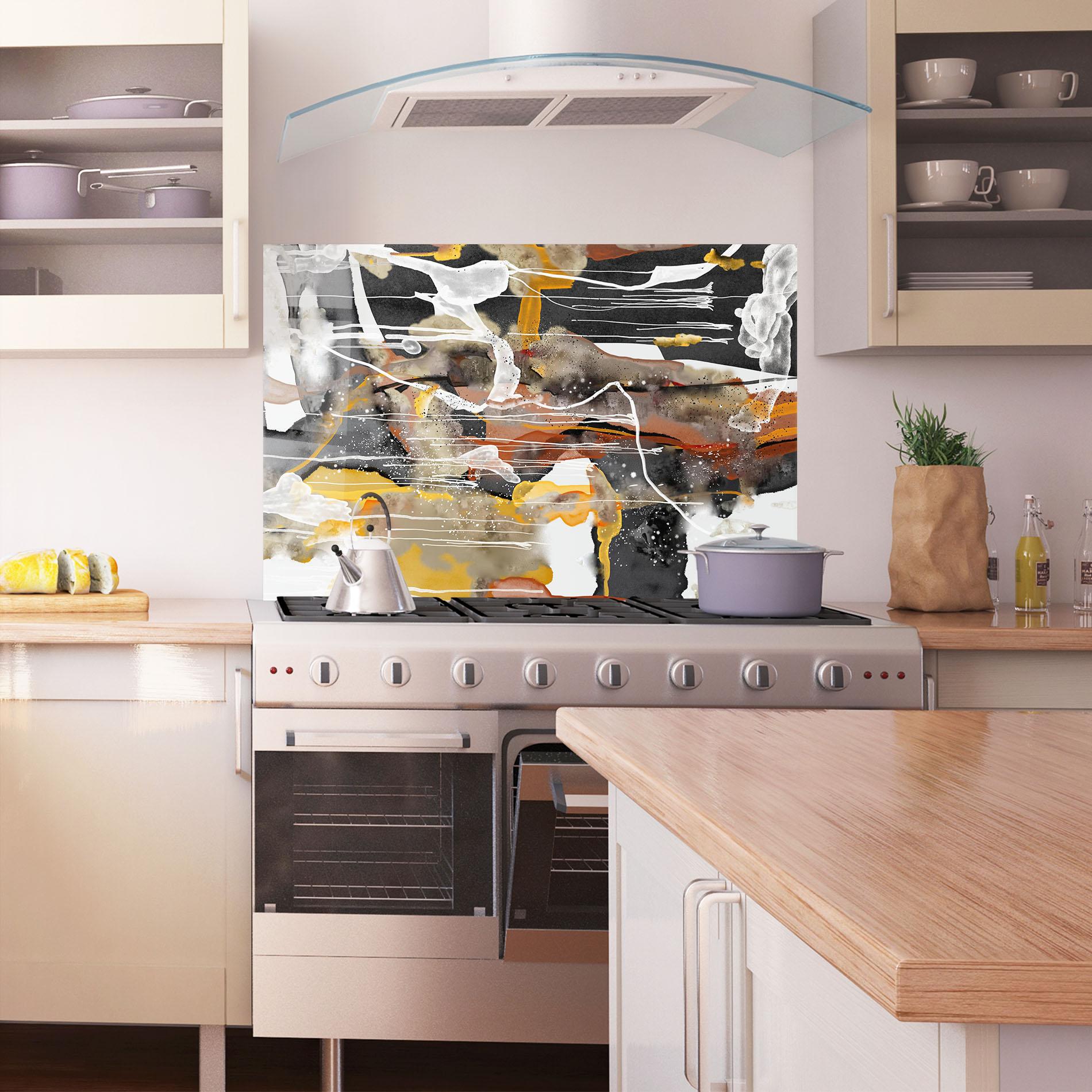 Panou Sticla Bucatarie Abstract Water Colors mockup 1