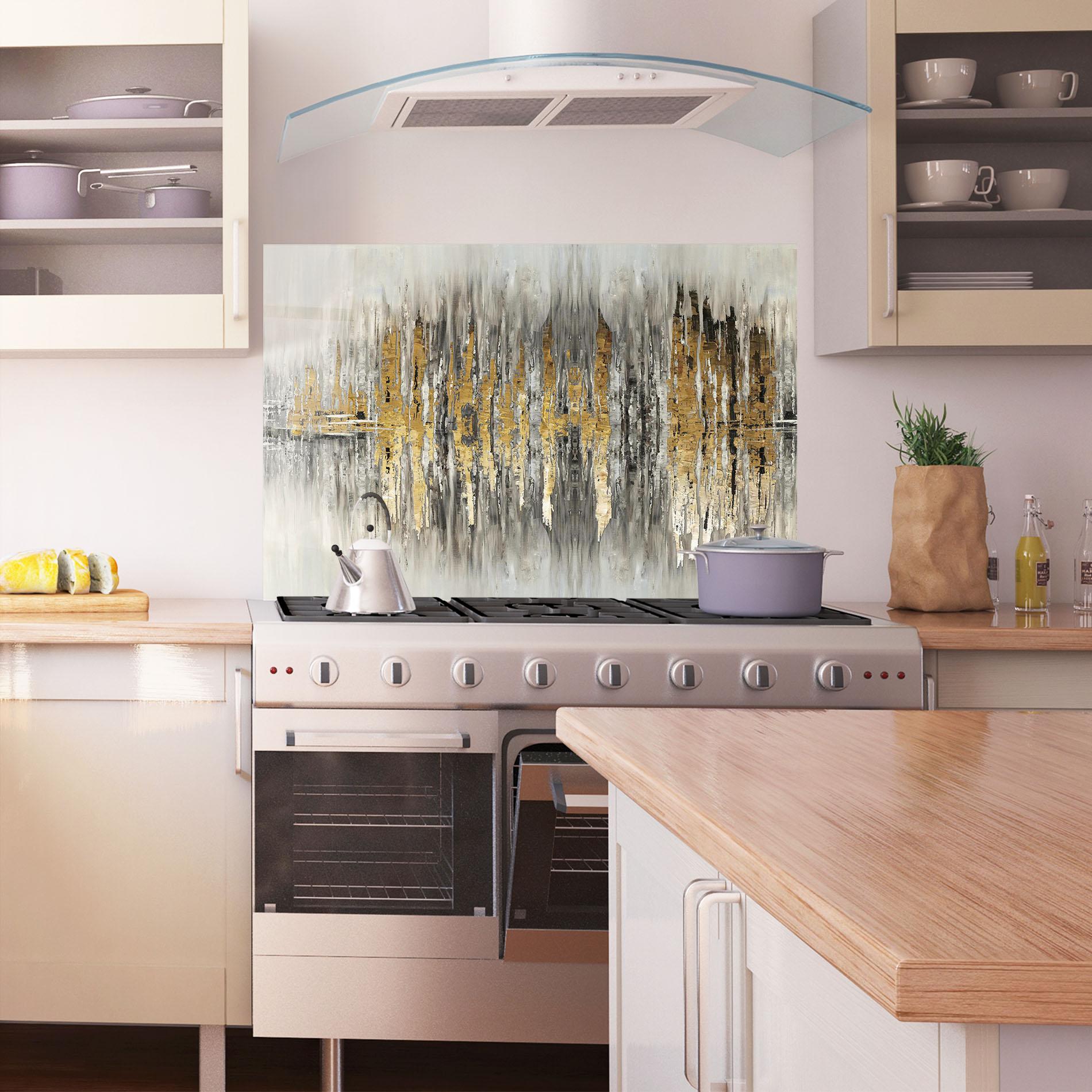 Panou Sticla Bucatarie Acrylic Silver Paint mockup 1