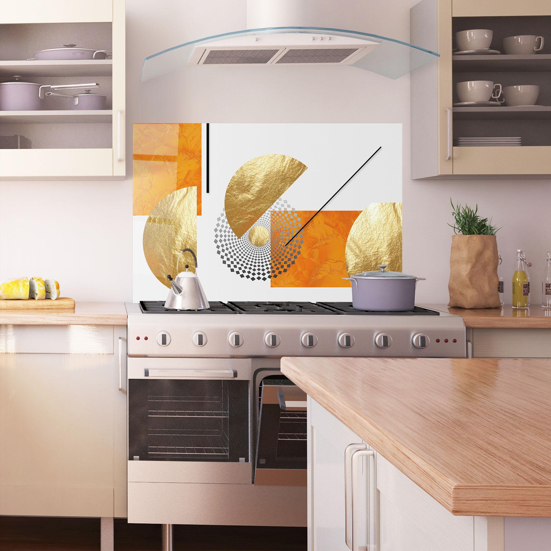 Panou Sticla Bucatarie Beautiful Gold Shapes mockup 1