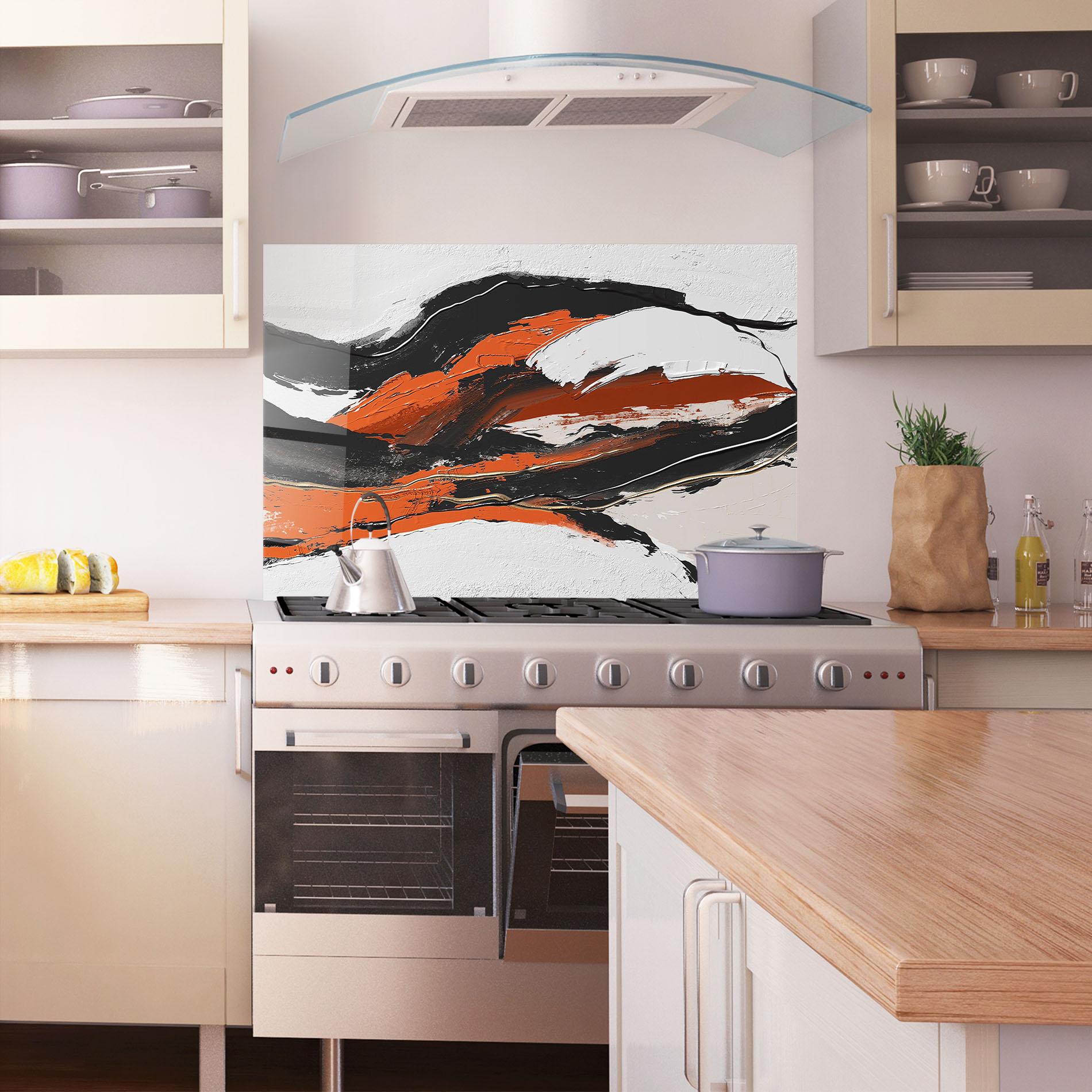 Panou Sticla Bucatarie Red And Black Brush mockup 1