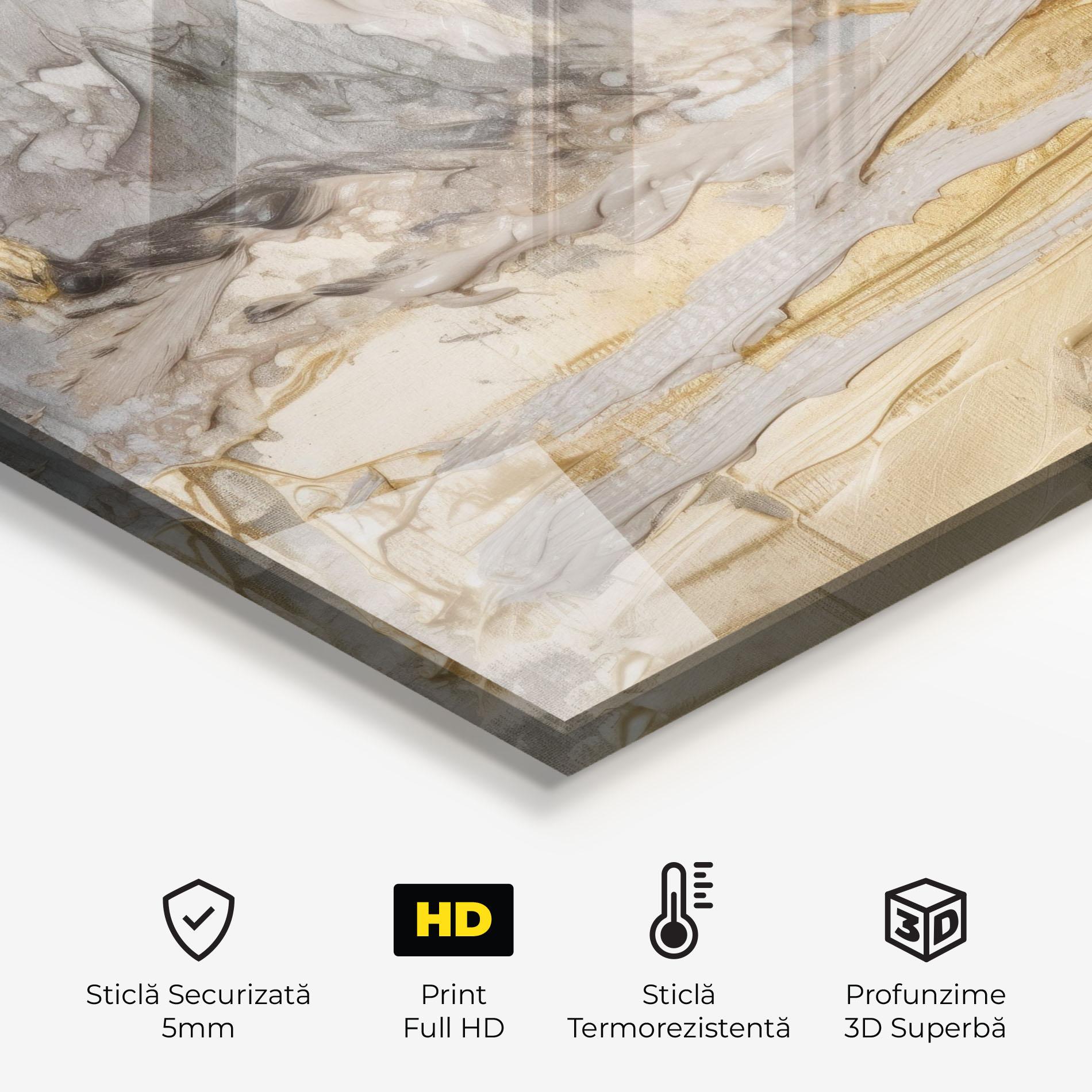 Panou Sticla Bucatarie Abstract White Waves mockup 2