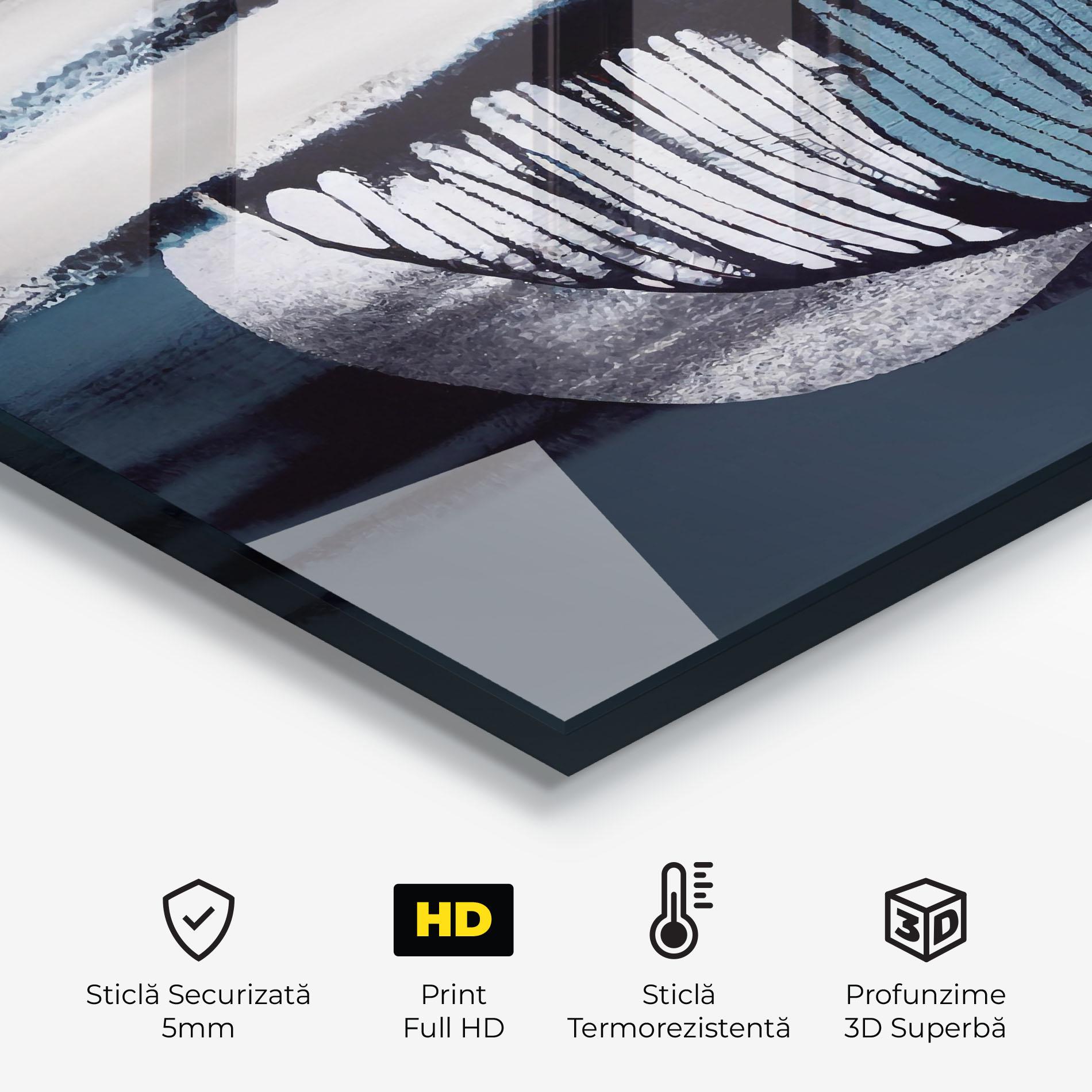 Panou Sticla Bucatarie Blue Feather mockup 2