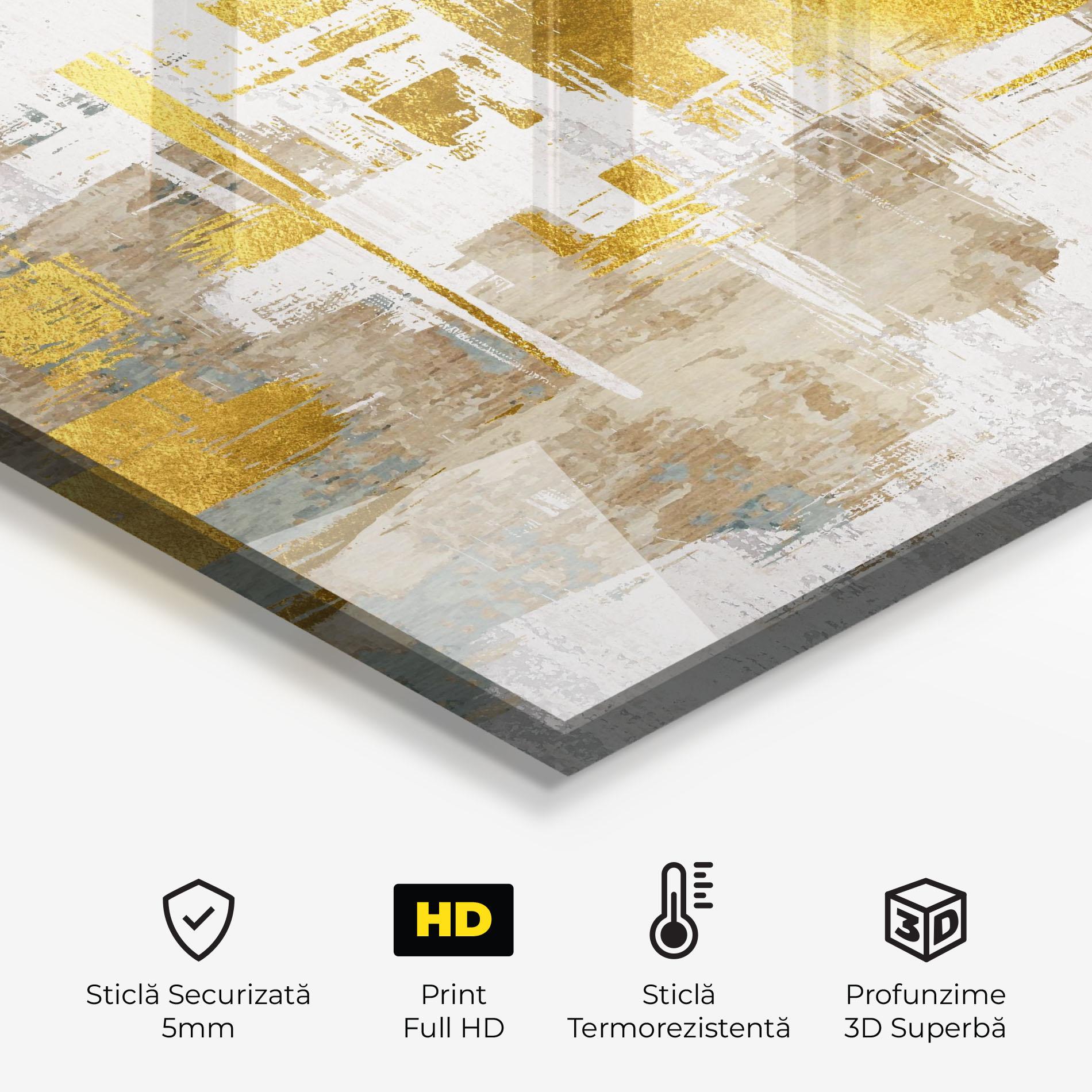 Panou Sticla Bucatarie Gold And White Brush mockup 2