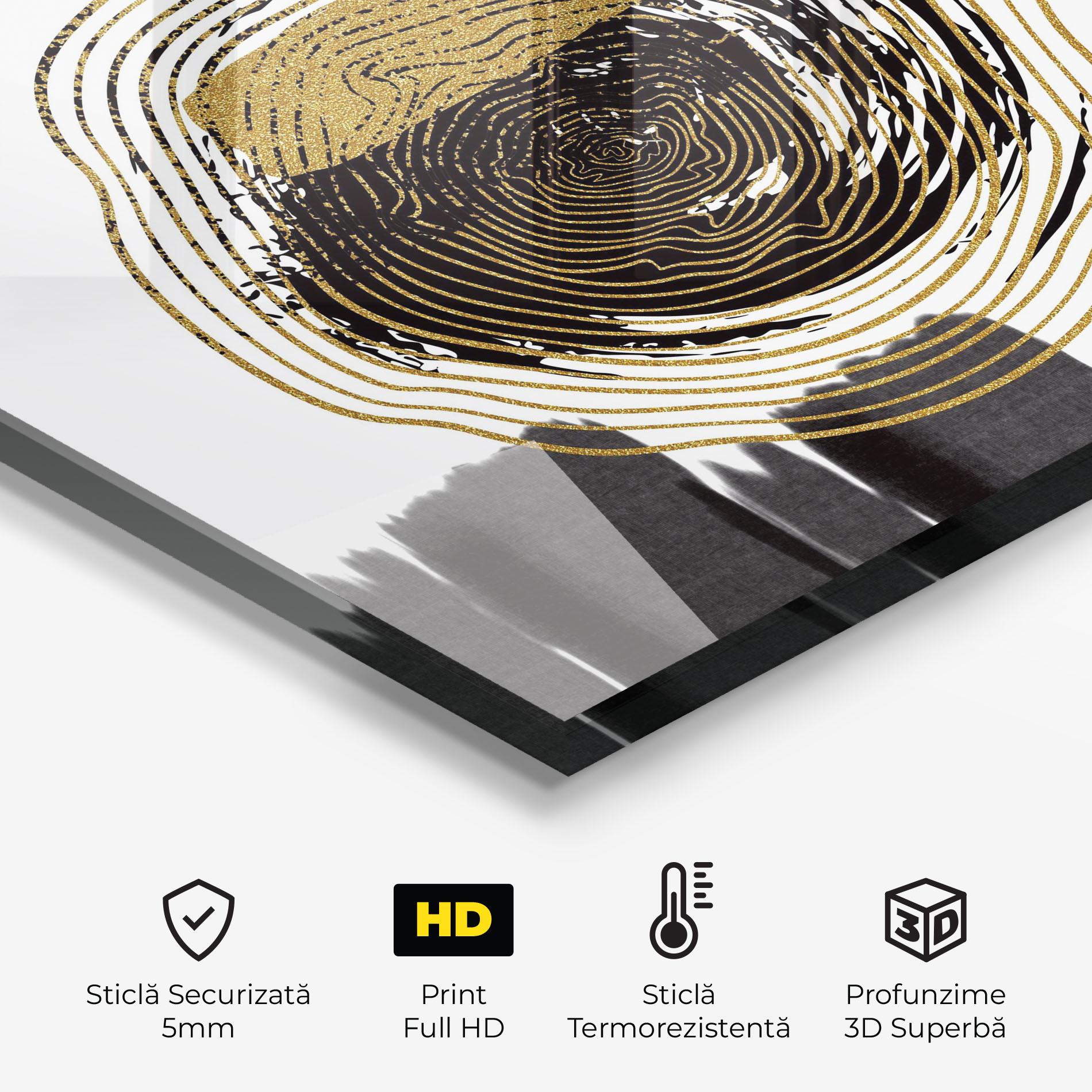 Panou Sticla Bucatarie Golden Grey Spiral mockup 2