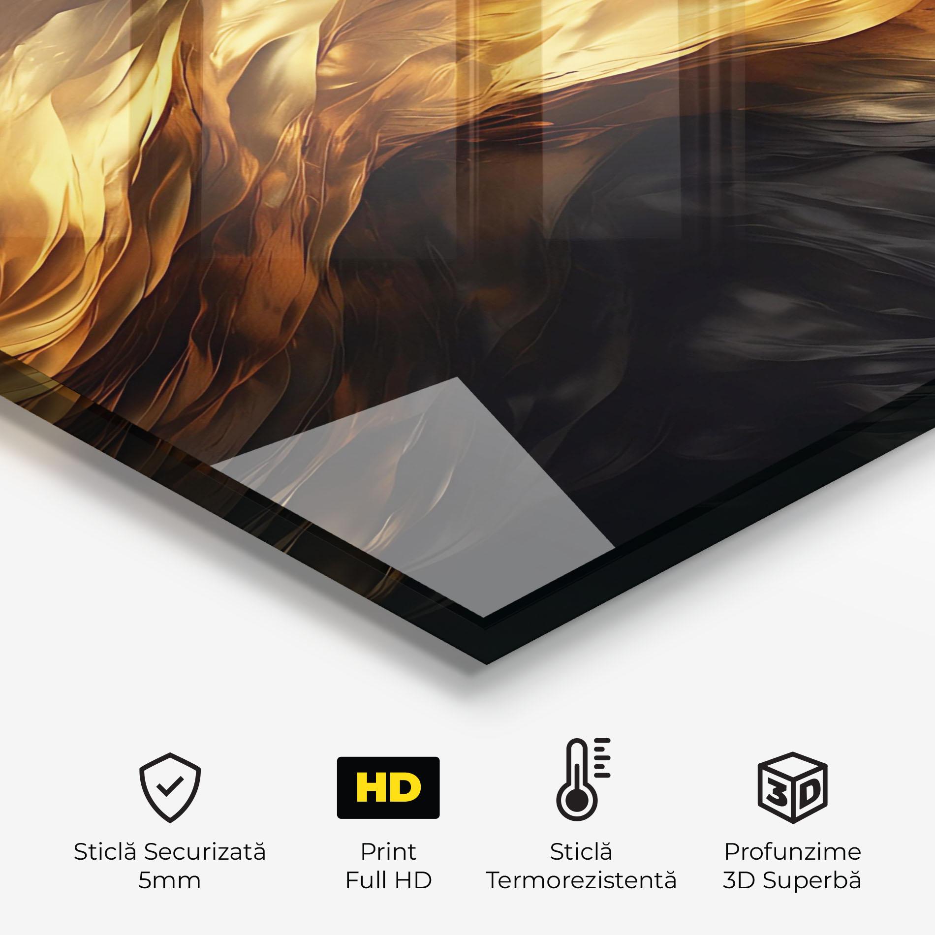 Panou Sticla Bucatarie Golden Waves With Black mockup 2