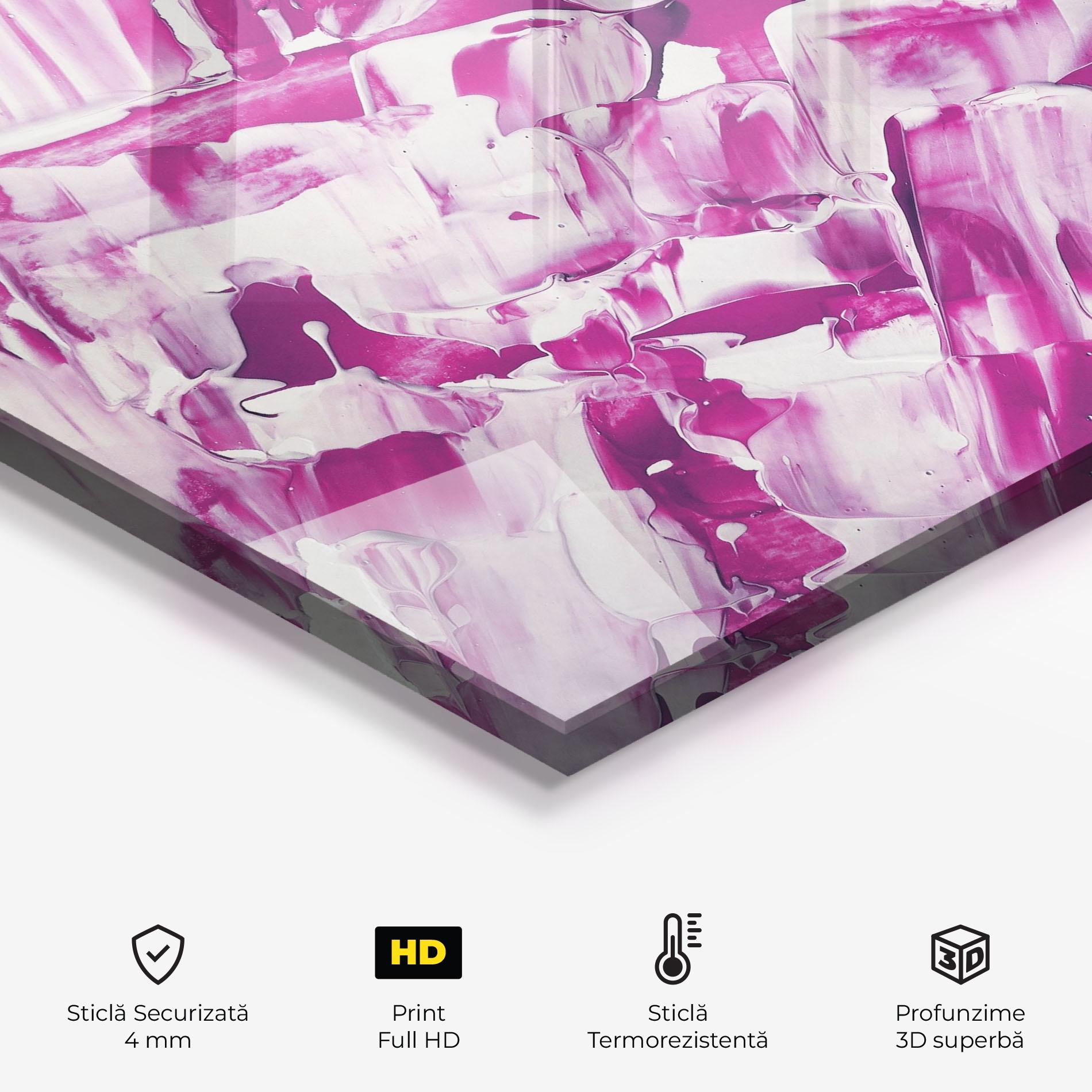 Panou Sticla Bucatarie Abstract White And Pink mockup 2