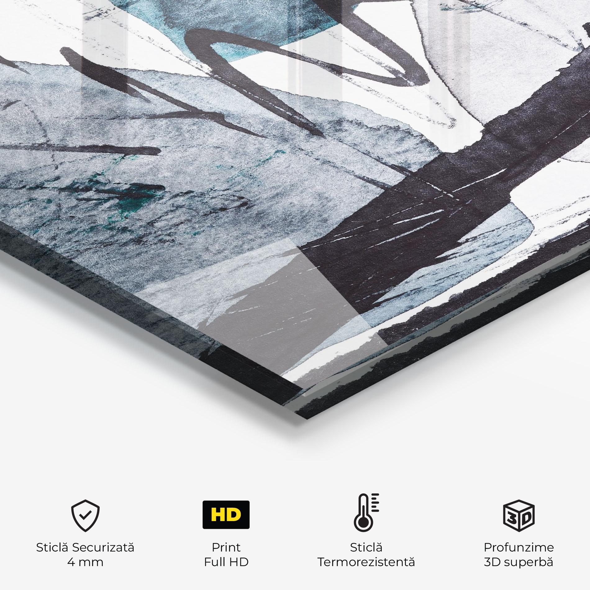 Panou Sticla Bucatarie Black Grey Lines mockup 2