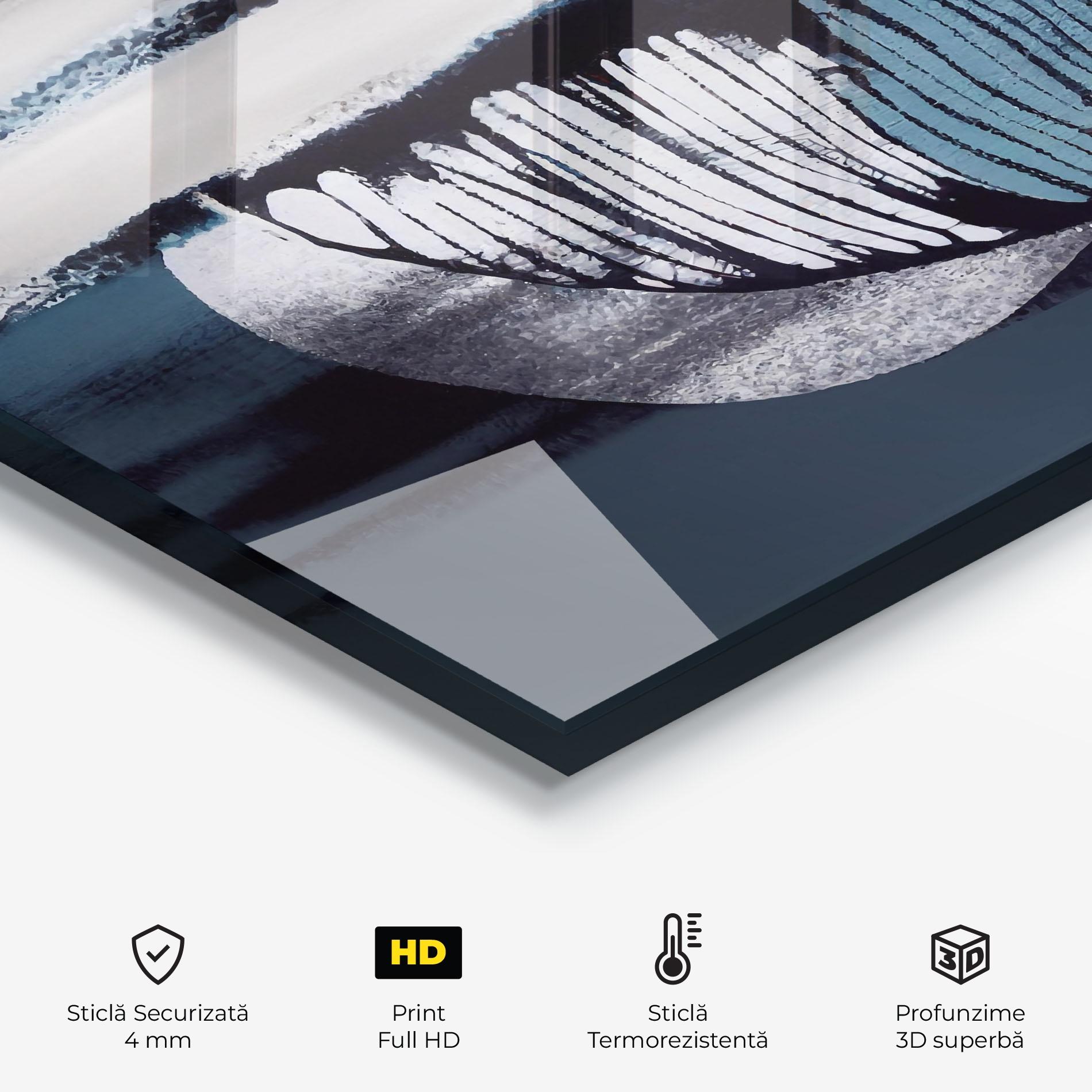 Panou Sticla Bucatarie Blue Feather mockup 2