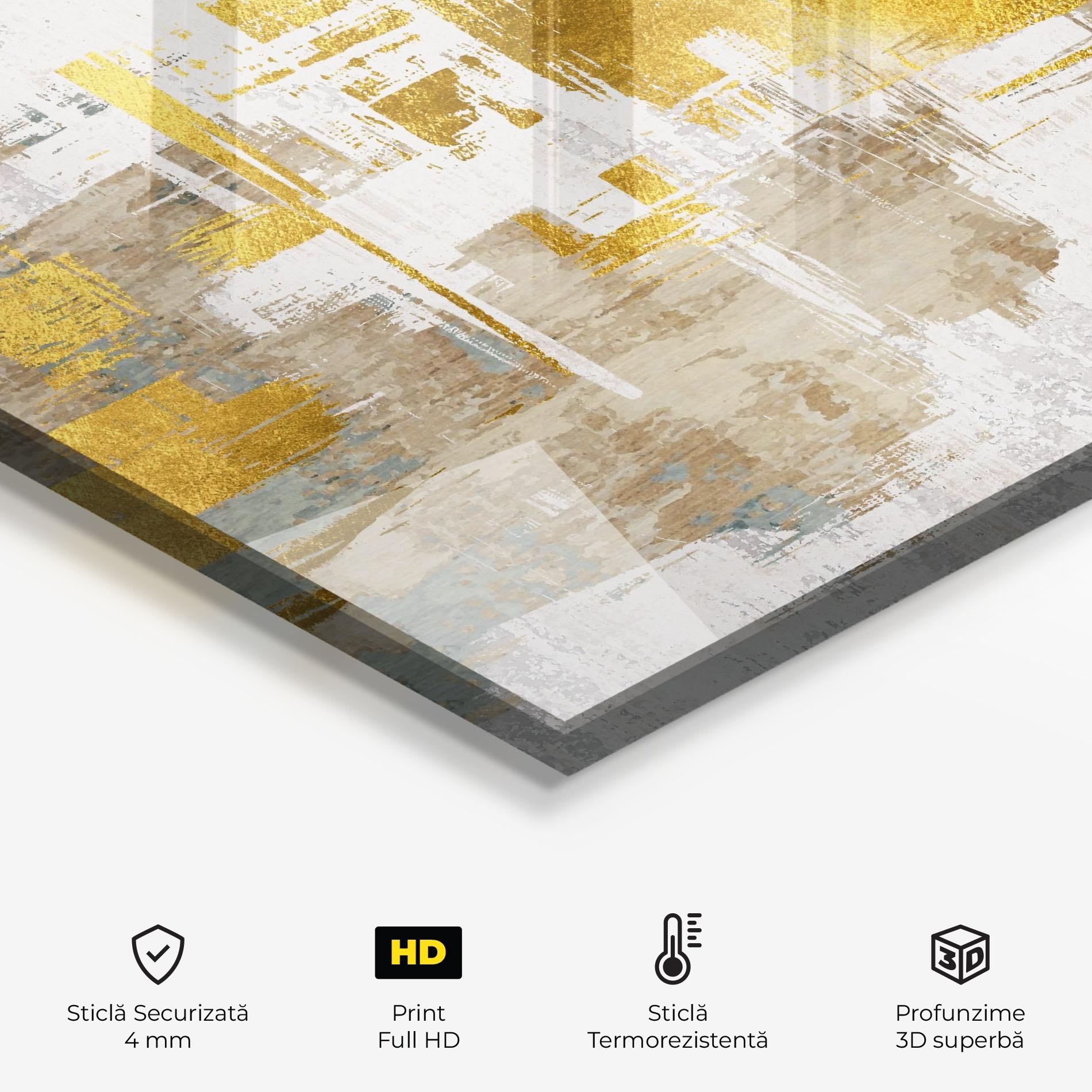 Panou Sticla Bucatarie Gold And White Brush mockup 2