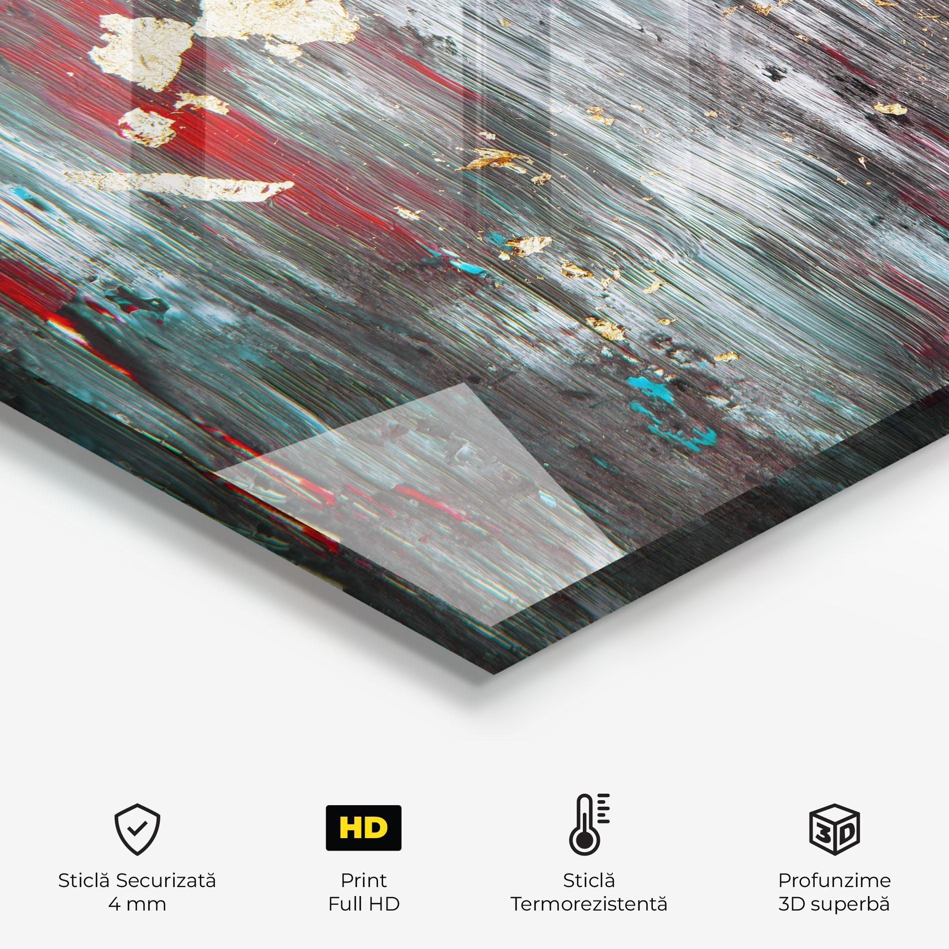 Panou Sticla Bucatarie Grey With Red Painting mockup 2