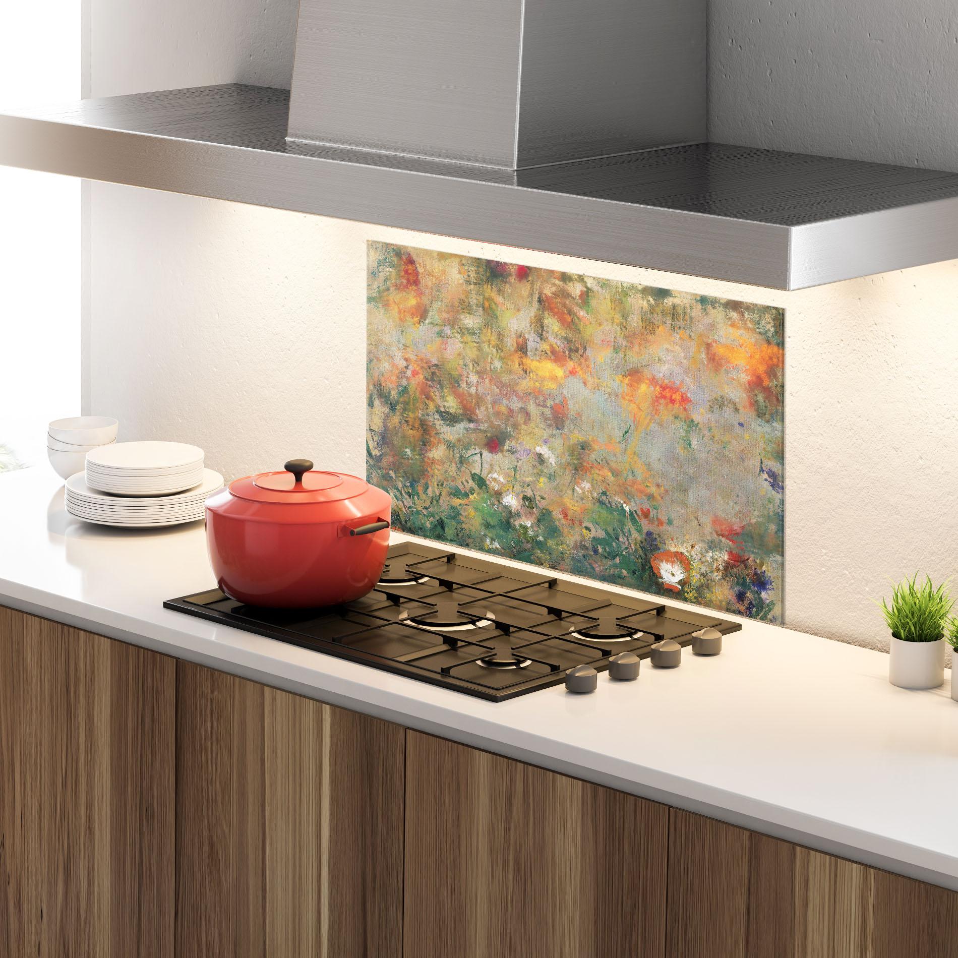 Panou Sticla Bucatarie Abstract Flowers mockup 4