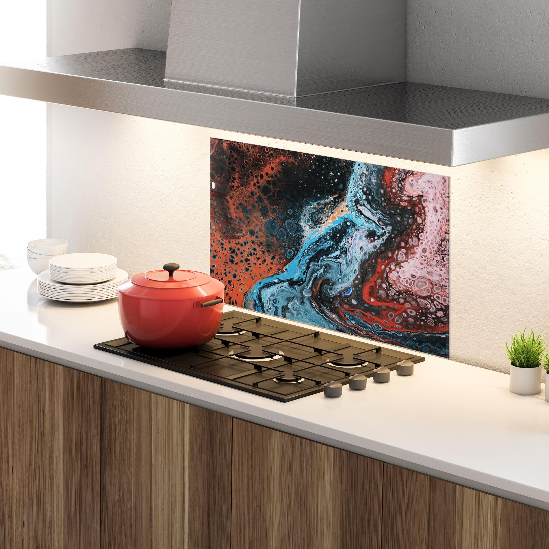 Panou Sticla Bucatarie Abstract Turqoise Colors mockup 4