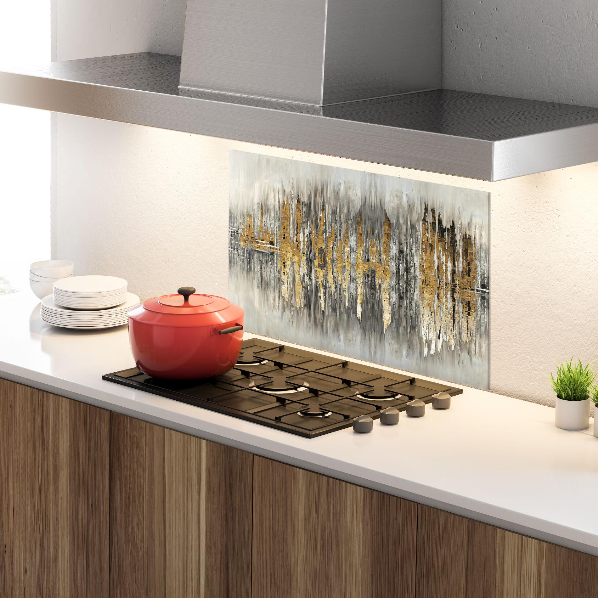 Panou Sticla Bucatarie Acrylic Silver Paint mockup 4