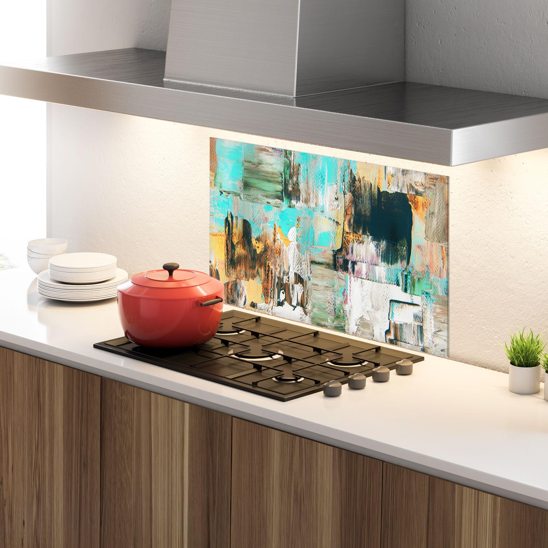 Panou Sticla Bucatarie Acrylic Textured Paint mockup 4