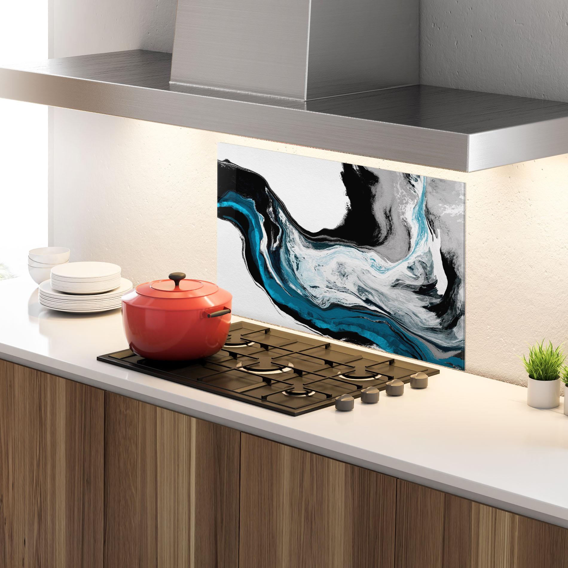 Panou Sticla Bucatarie Beautiful Abstract Wave mockup 4