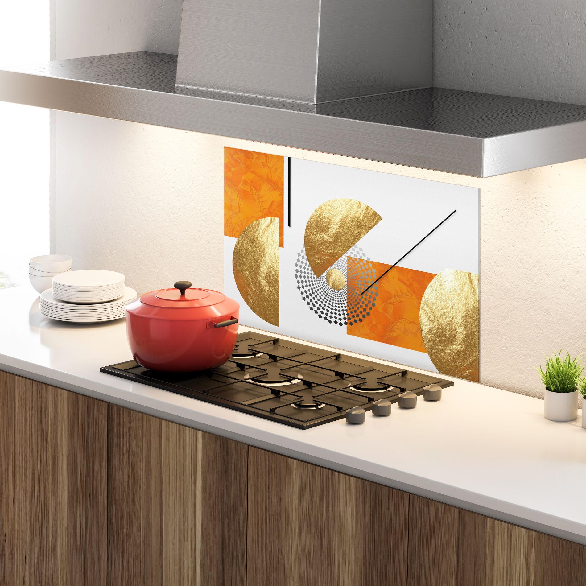 Panou Sticla Bucatarie Beautiful Gold Shapes mockup 4