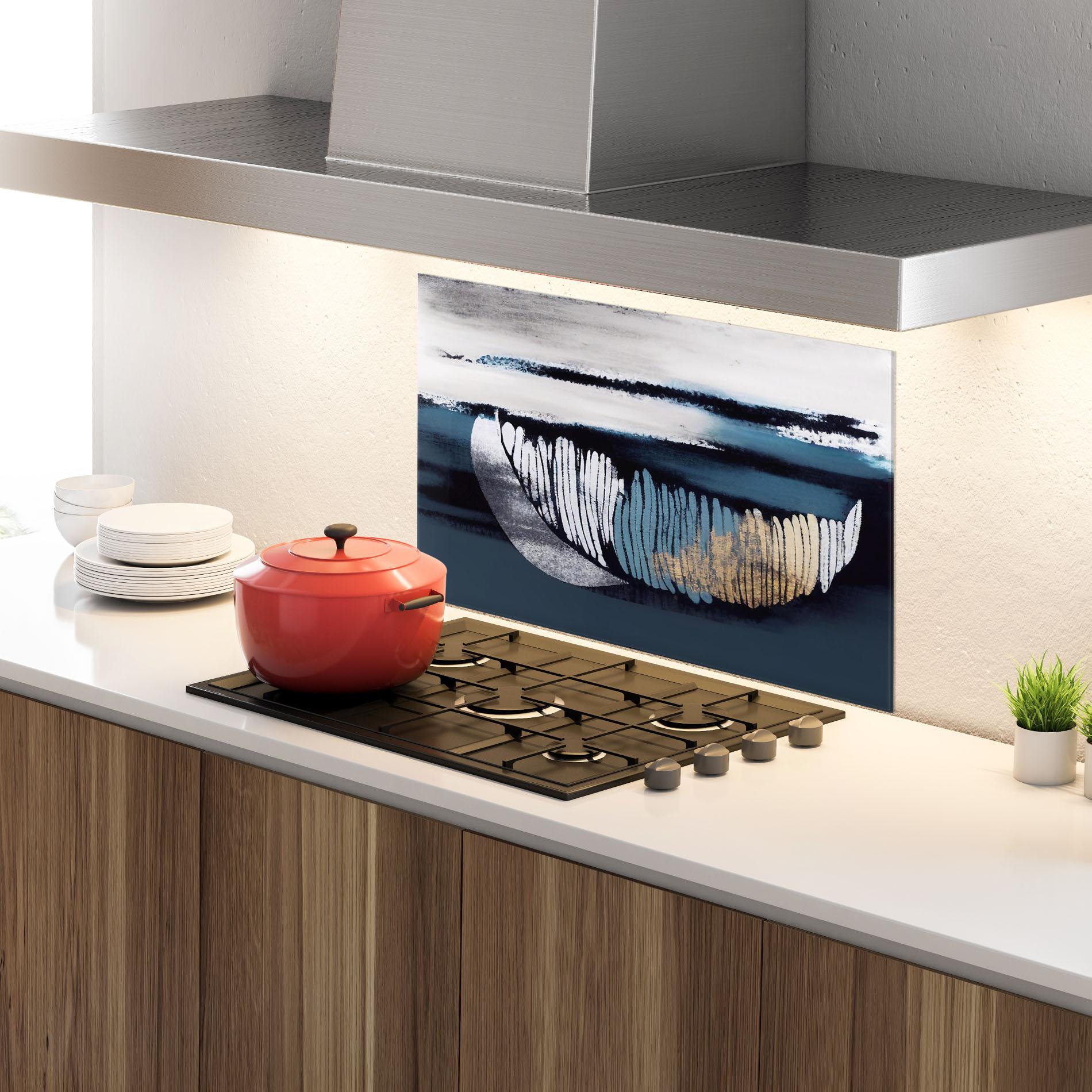 Panou Sticla Bucatarie Blue Feather mockup 4