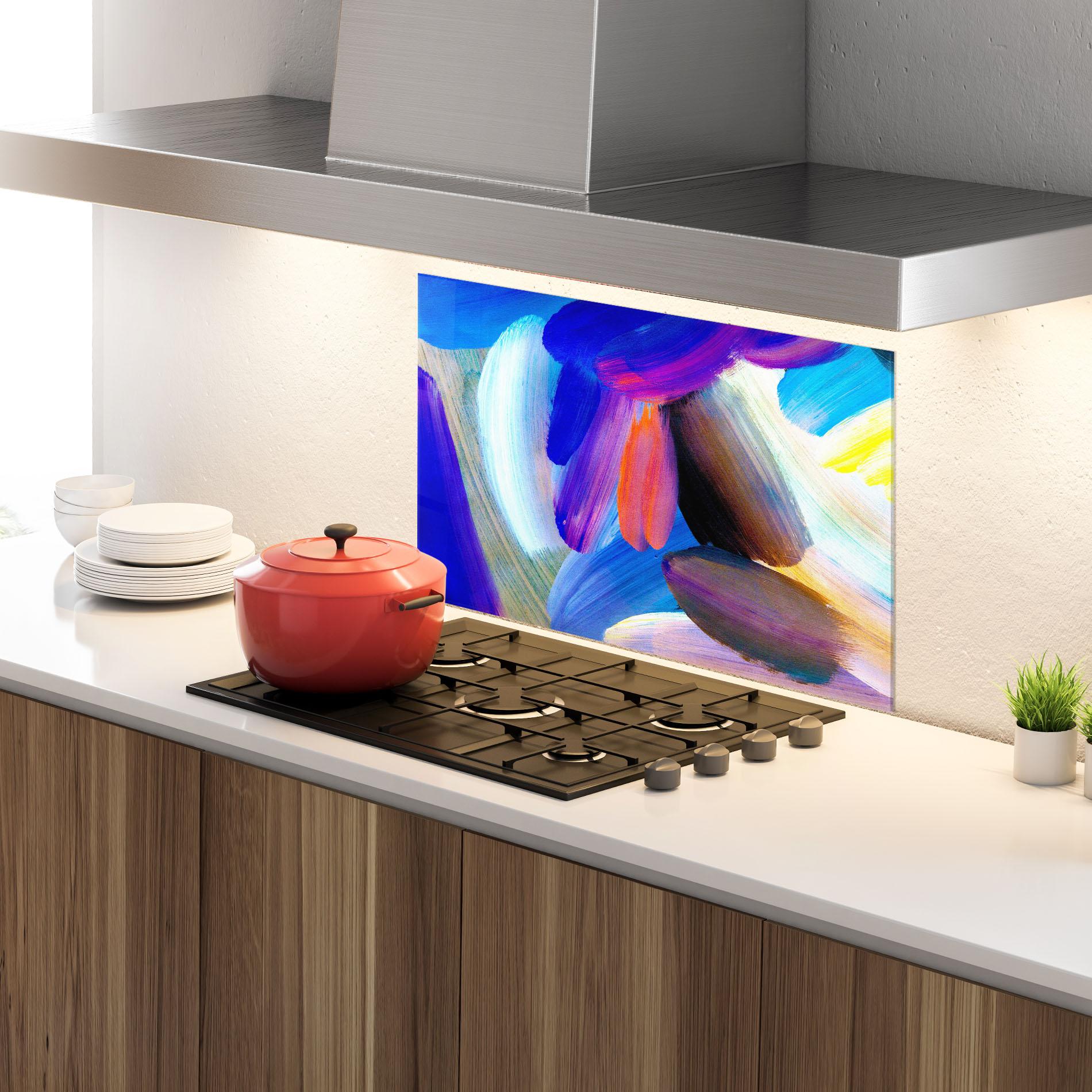 Panou Sticla Bucatarie Colorful Abstract mockup 4