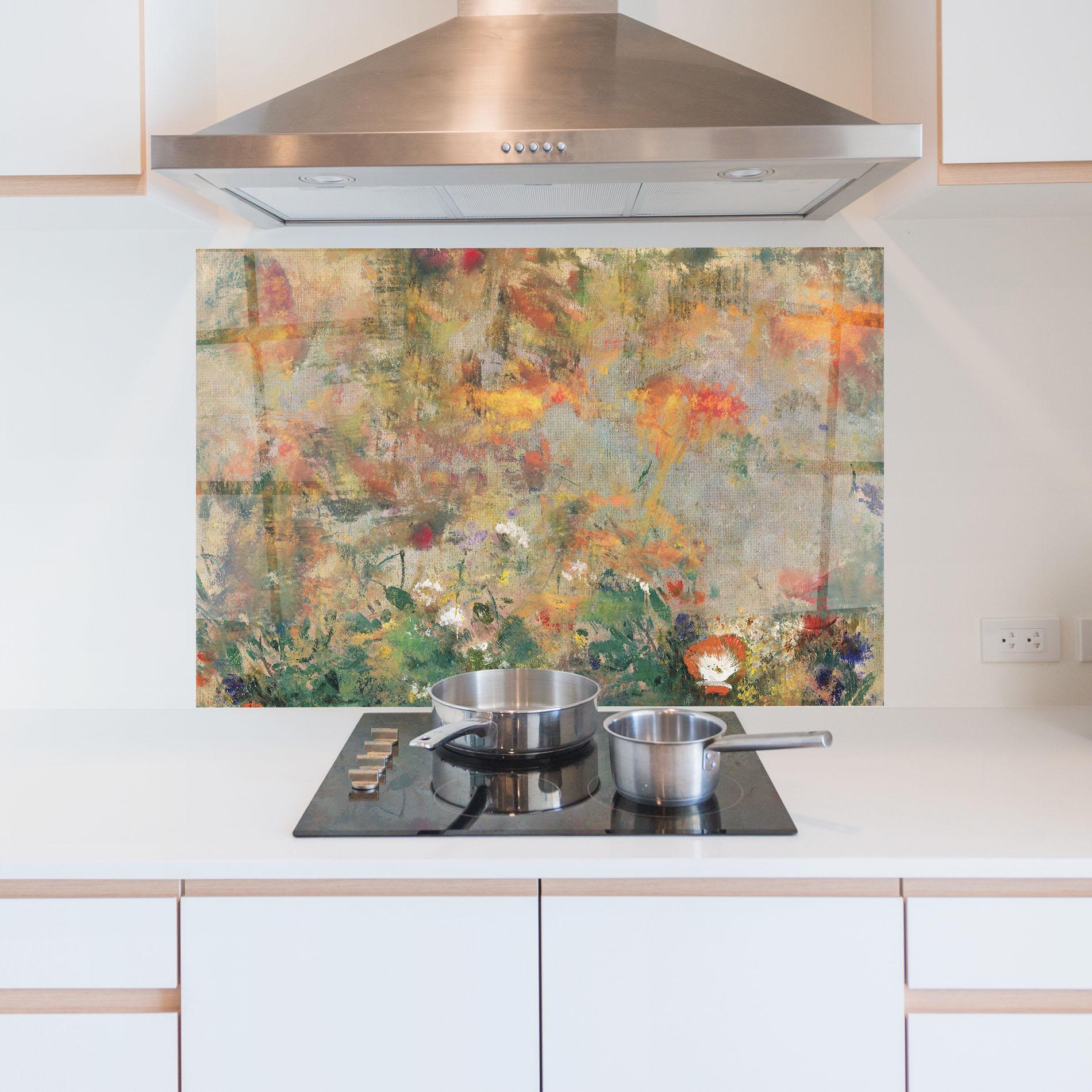 Panou Sticla Bucatarie Abstract Flowers mockup 5