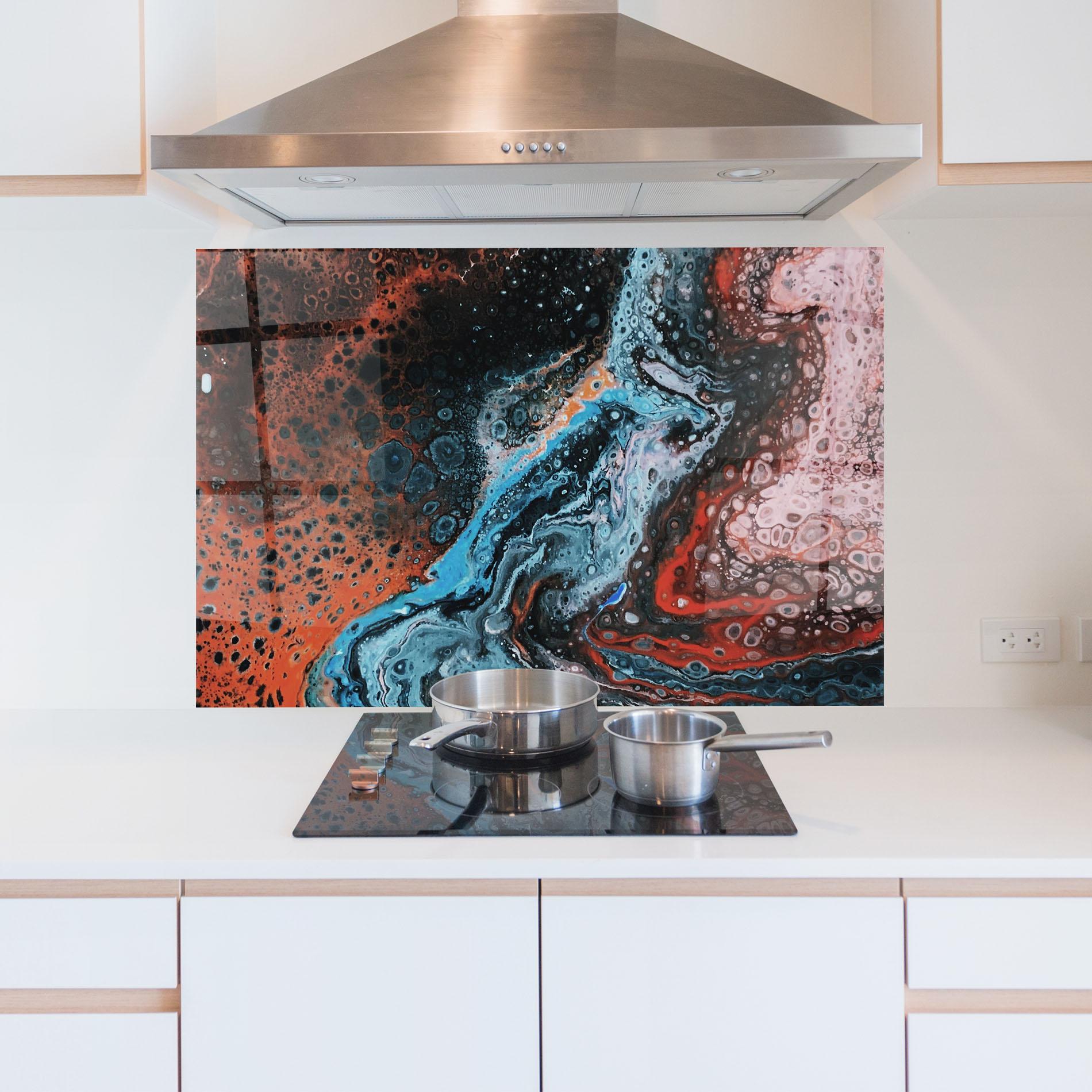 Panou Sticla Bucatarie Abstract Turqoise Colors mockup 5