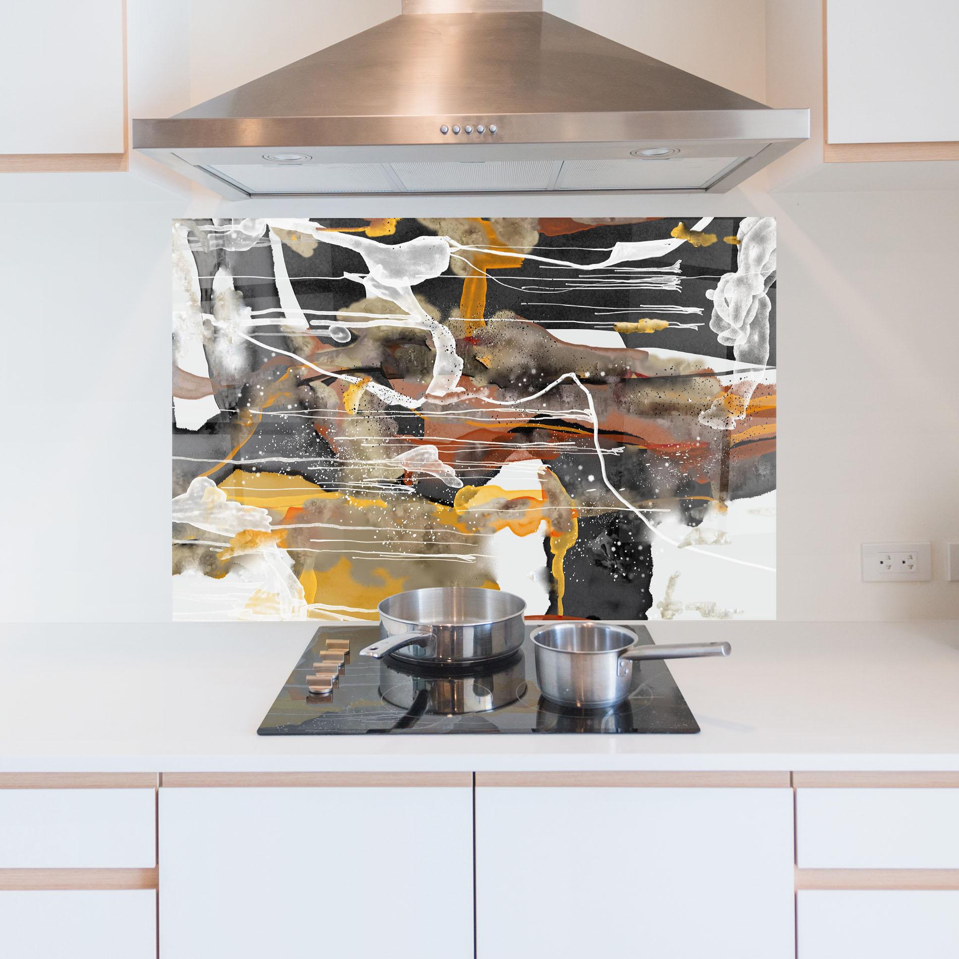 Panou Sticla Bucatarie Abstract Water Colors mockup 5