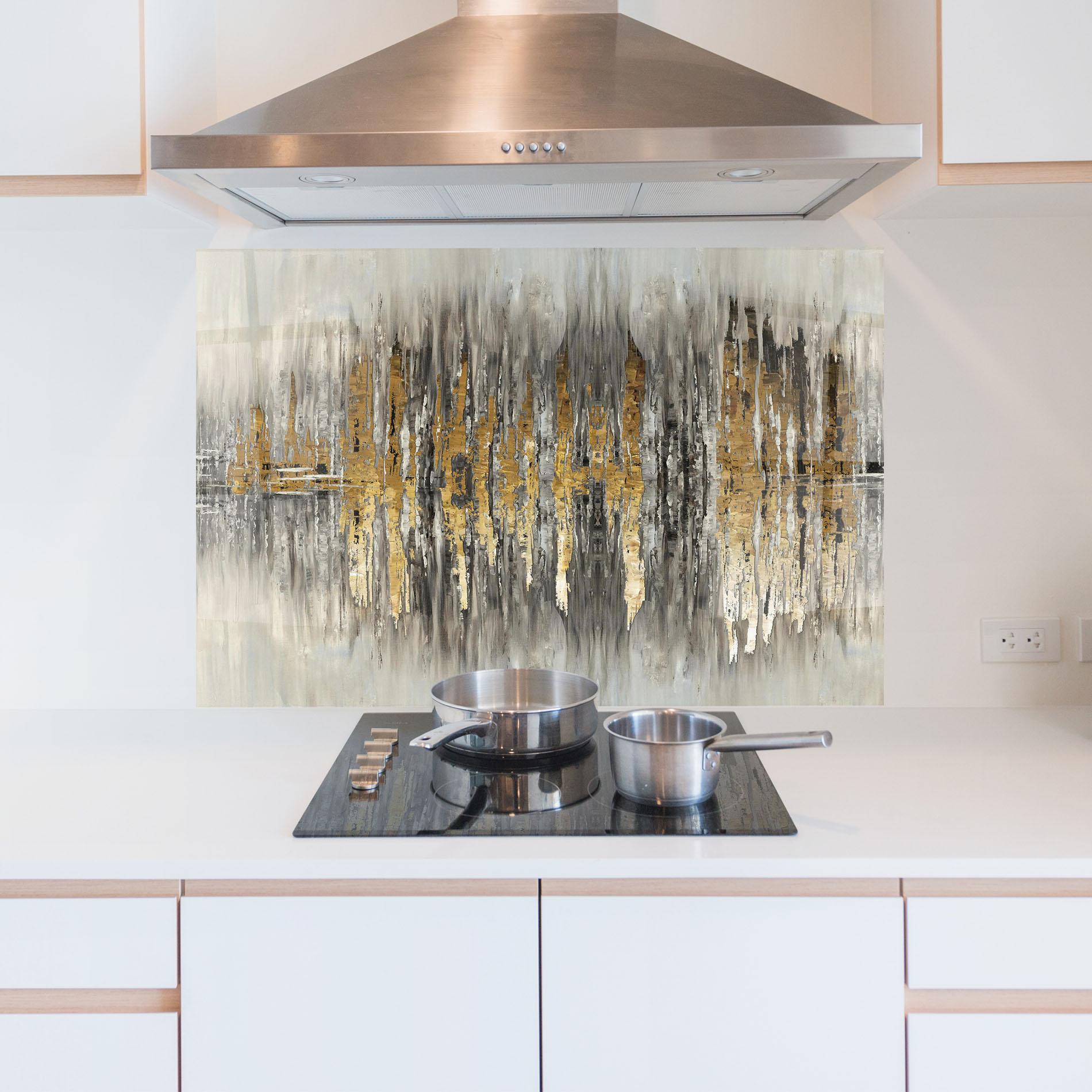 Panou Sticla Bucatarie Acrylic Silver Paint mockup 5