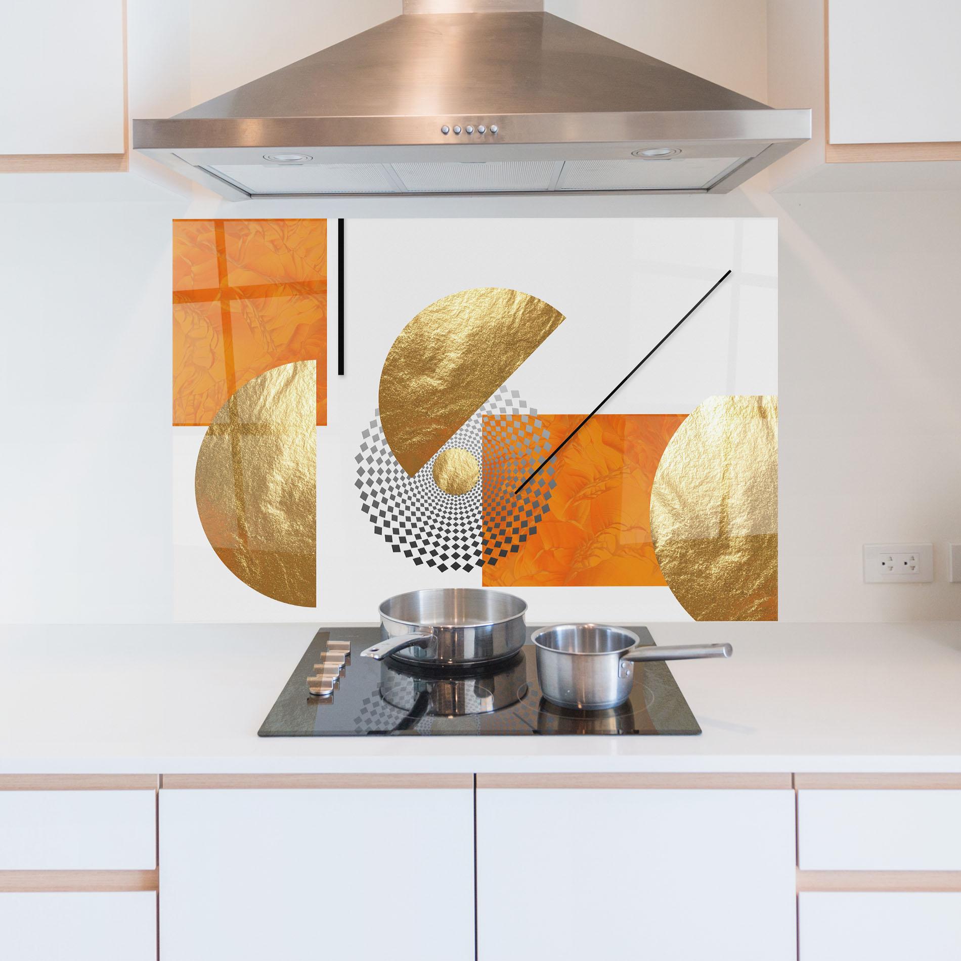 Panou Sticla Bucatarie Beautiful Gold Shapes mockup 5