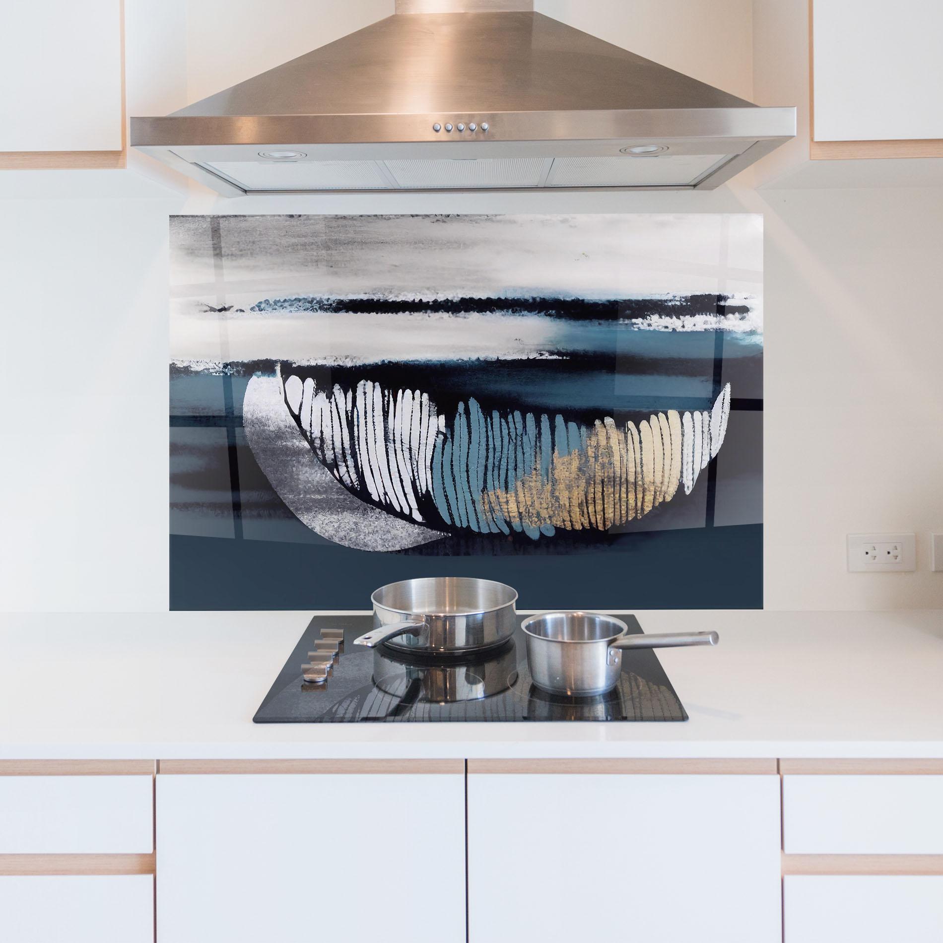 Panou Sticla Bucatarie Blue Feather mockup 5