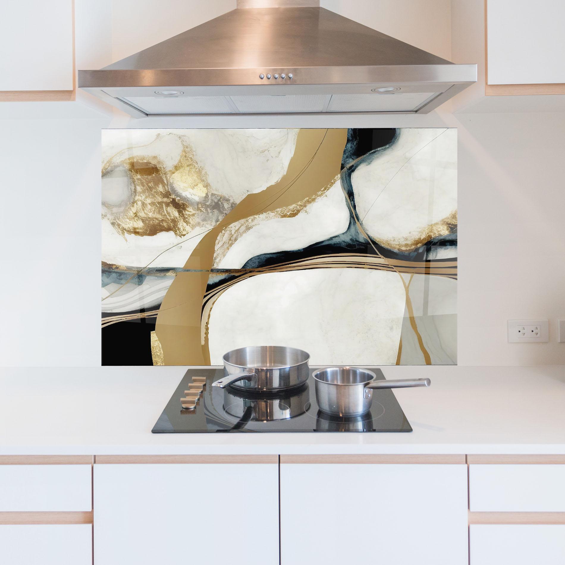 Panou Sticla Bucatarie Golden Blue Marble mockup 5