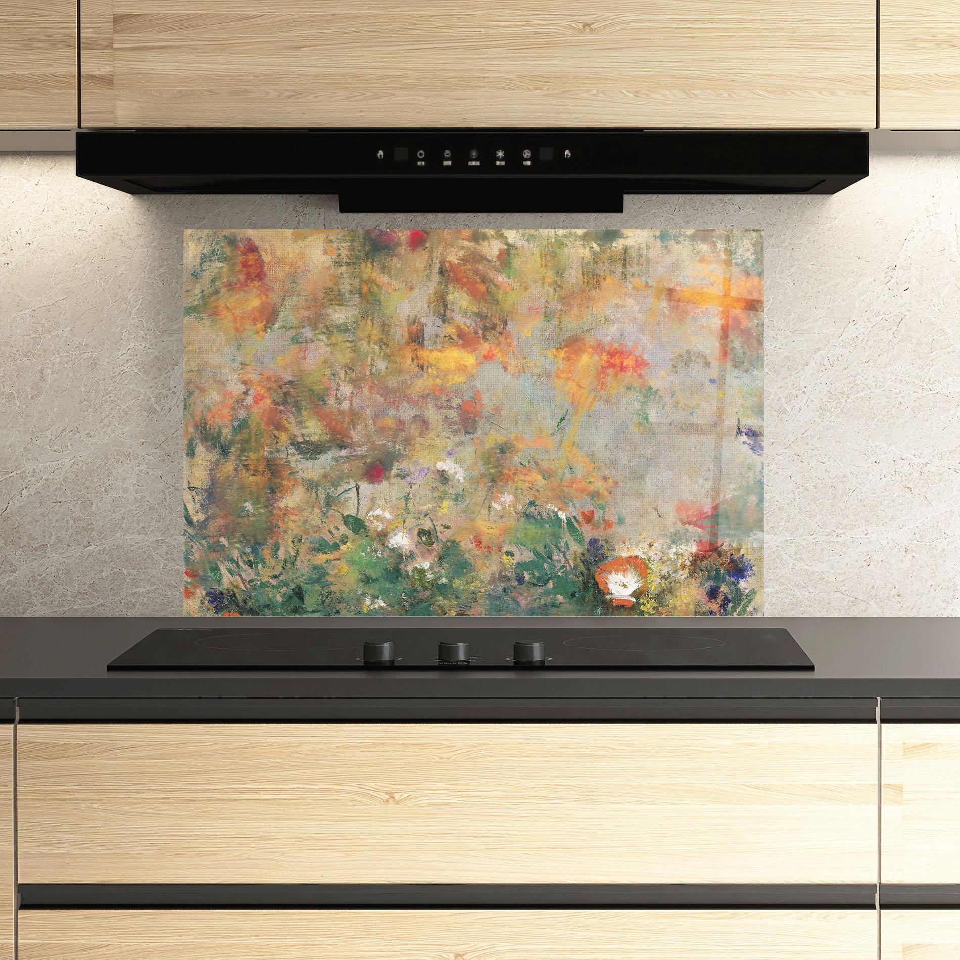 Panou Sticla Bucatarie Abstract Flowers mockup 3