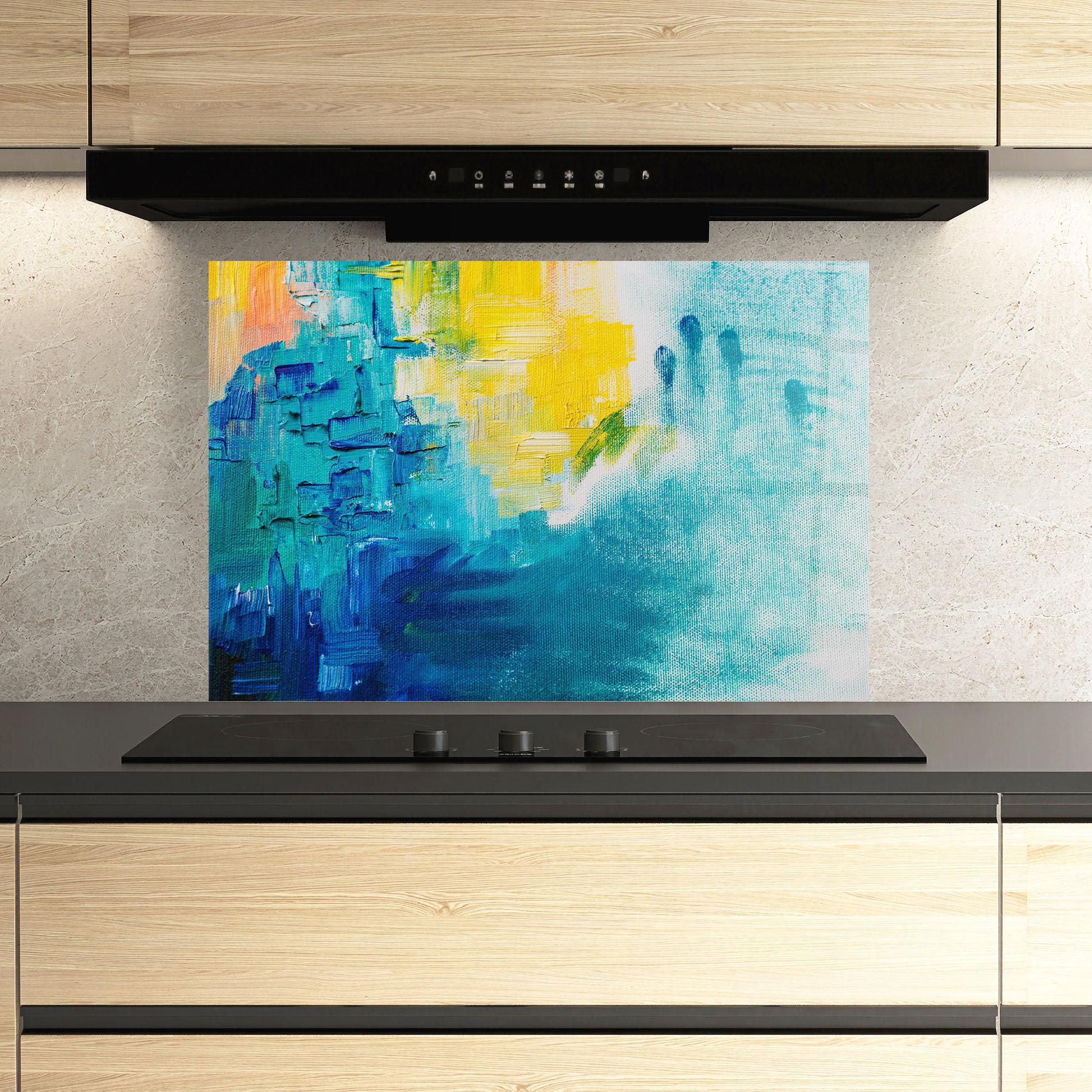 Panou Sticla Bucatarie Abstract Hand Mark mockup 3