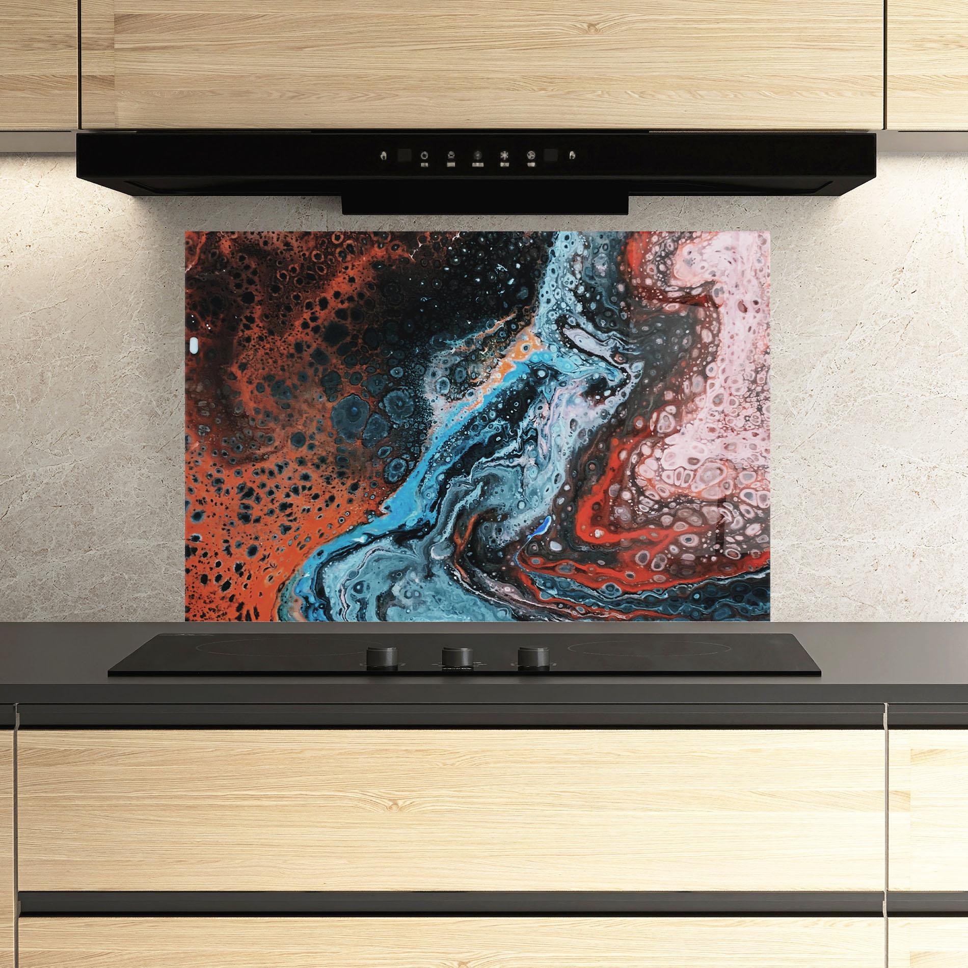 Panou Sticla Bucatarie Abstract Turqoise Colors mockup 3