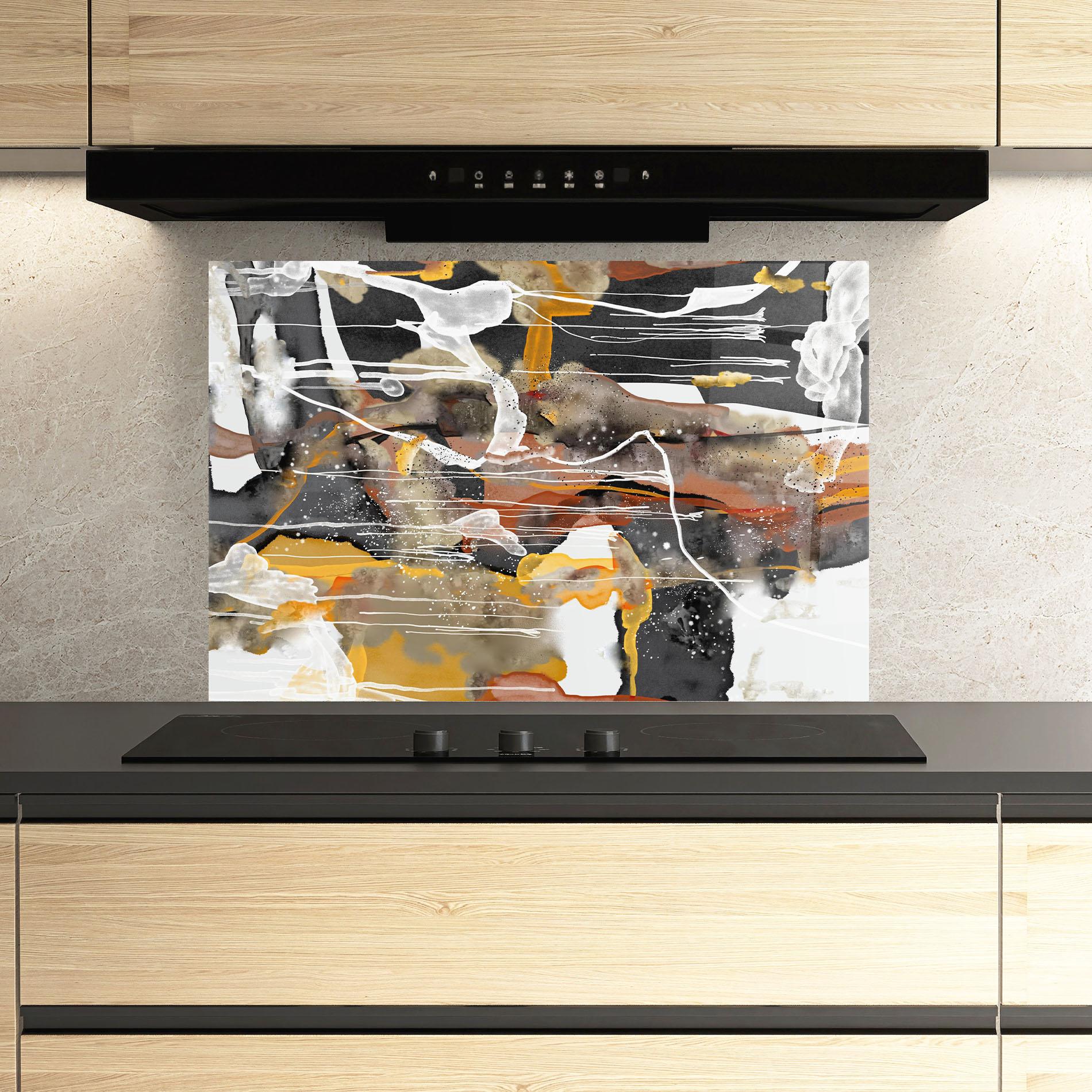 Panou Sticla Bucatarie Abstract Water Colors mockup 3