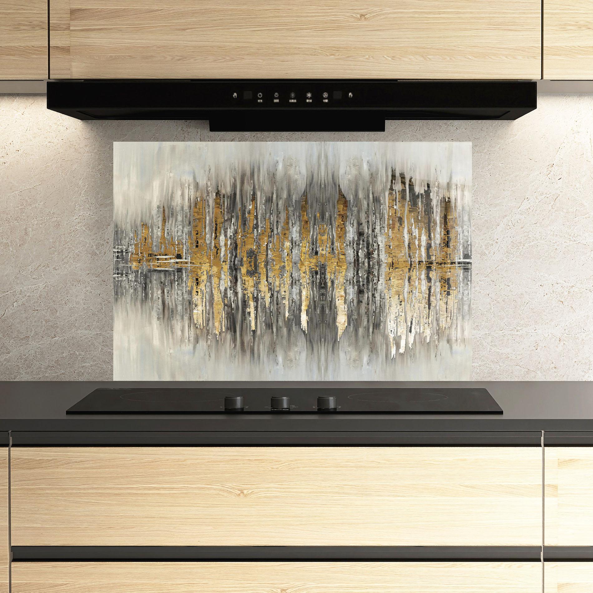 Panou Sticla Bucatarie Acrylic Silver Paint mockup 3