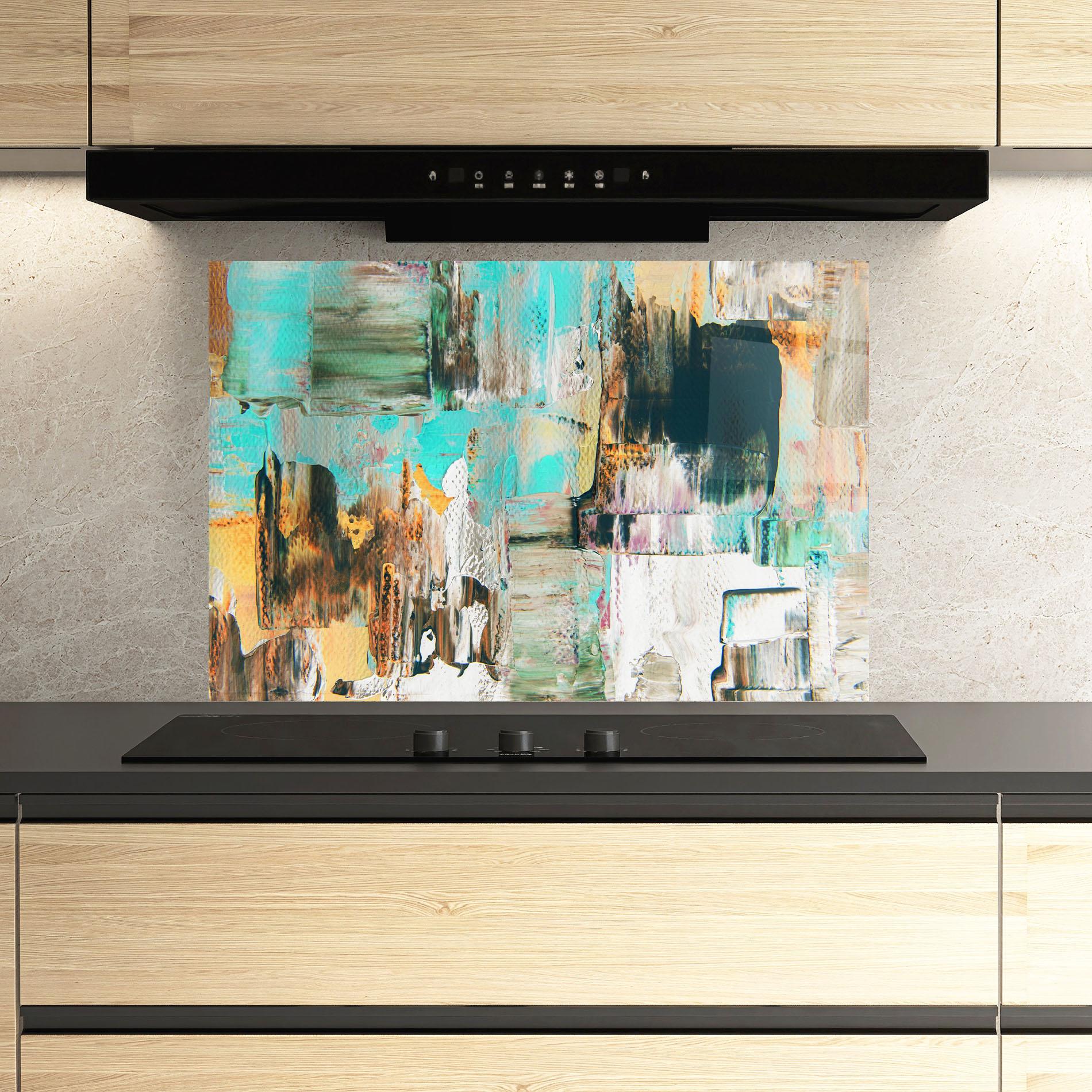 Panou Sticla Bucatarie Acrylic Textured Paint mockup 3