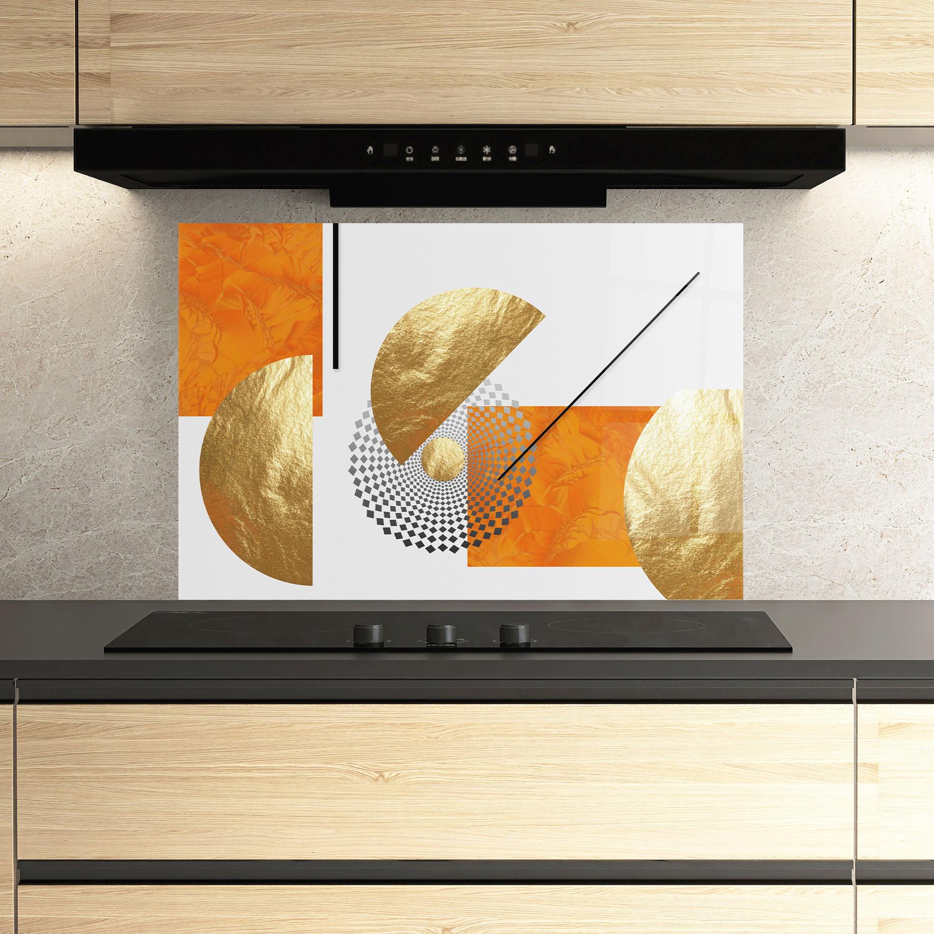 Panou Sticla Bucatarie Beautiful Gold Shapes mockup 3