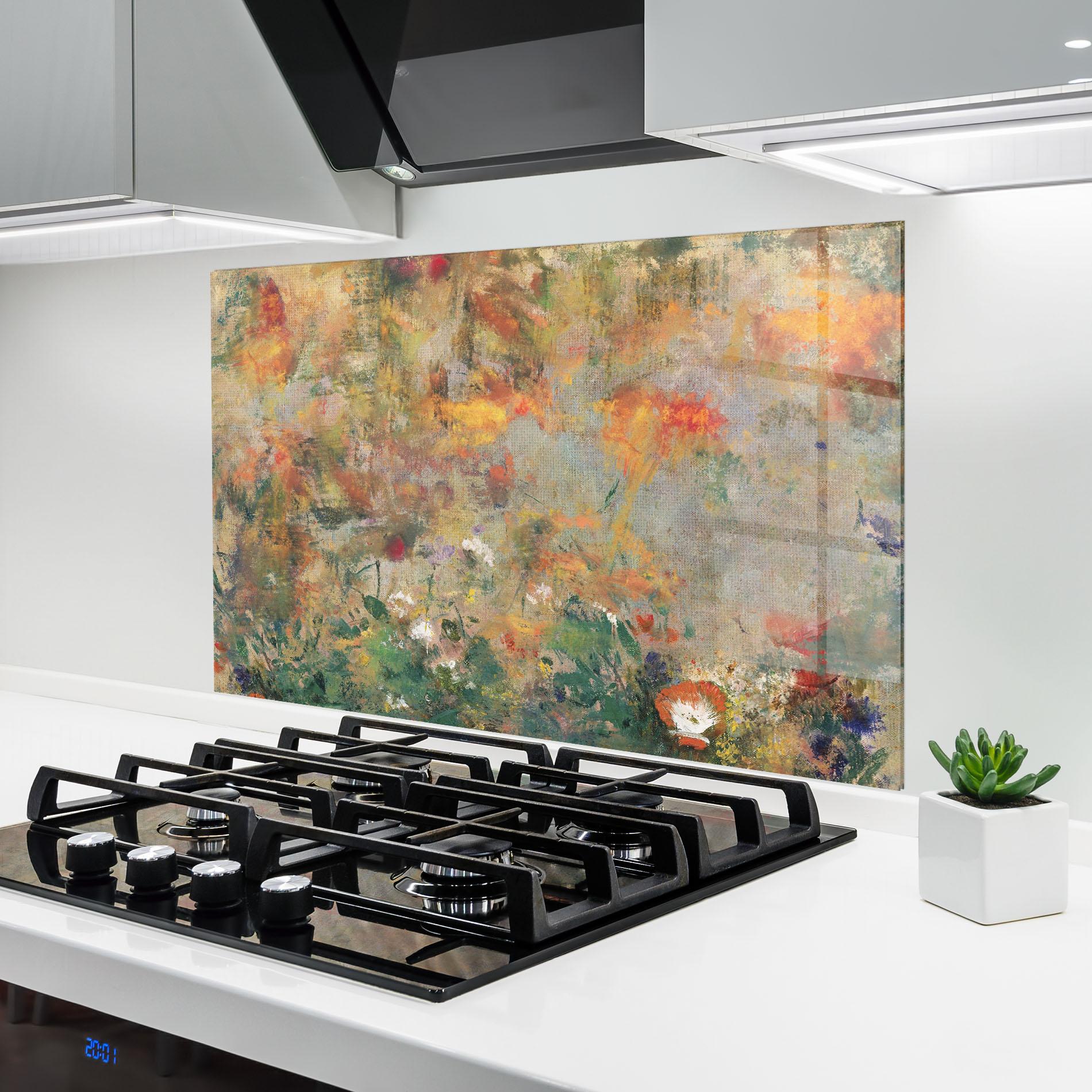 Panou Sticla Bucatarie Abstract Flowers mockup 6