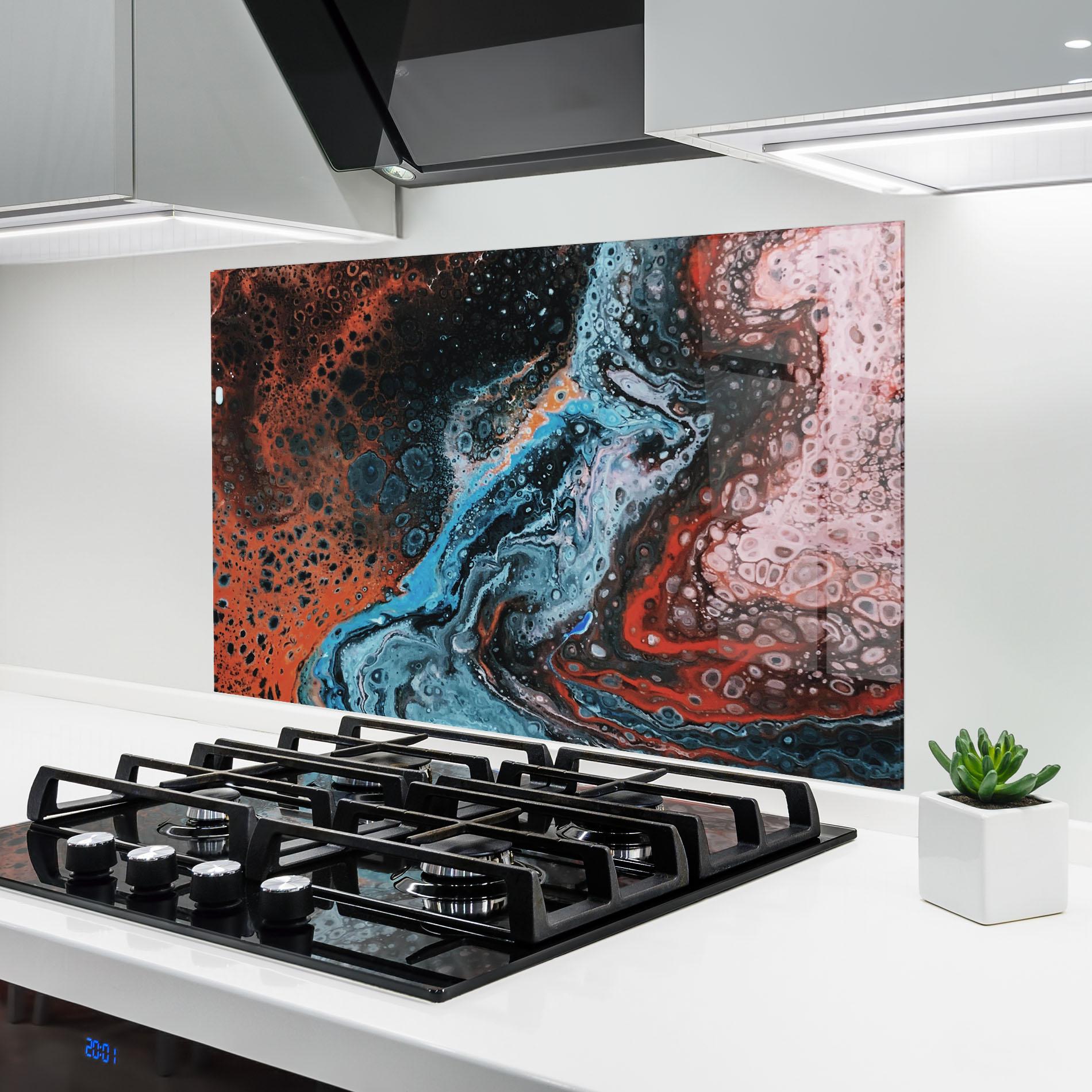 Panou Sticla Bucatarie Abstract Turqoise Colors mockup 6