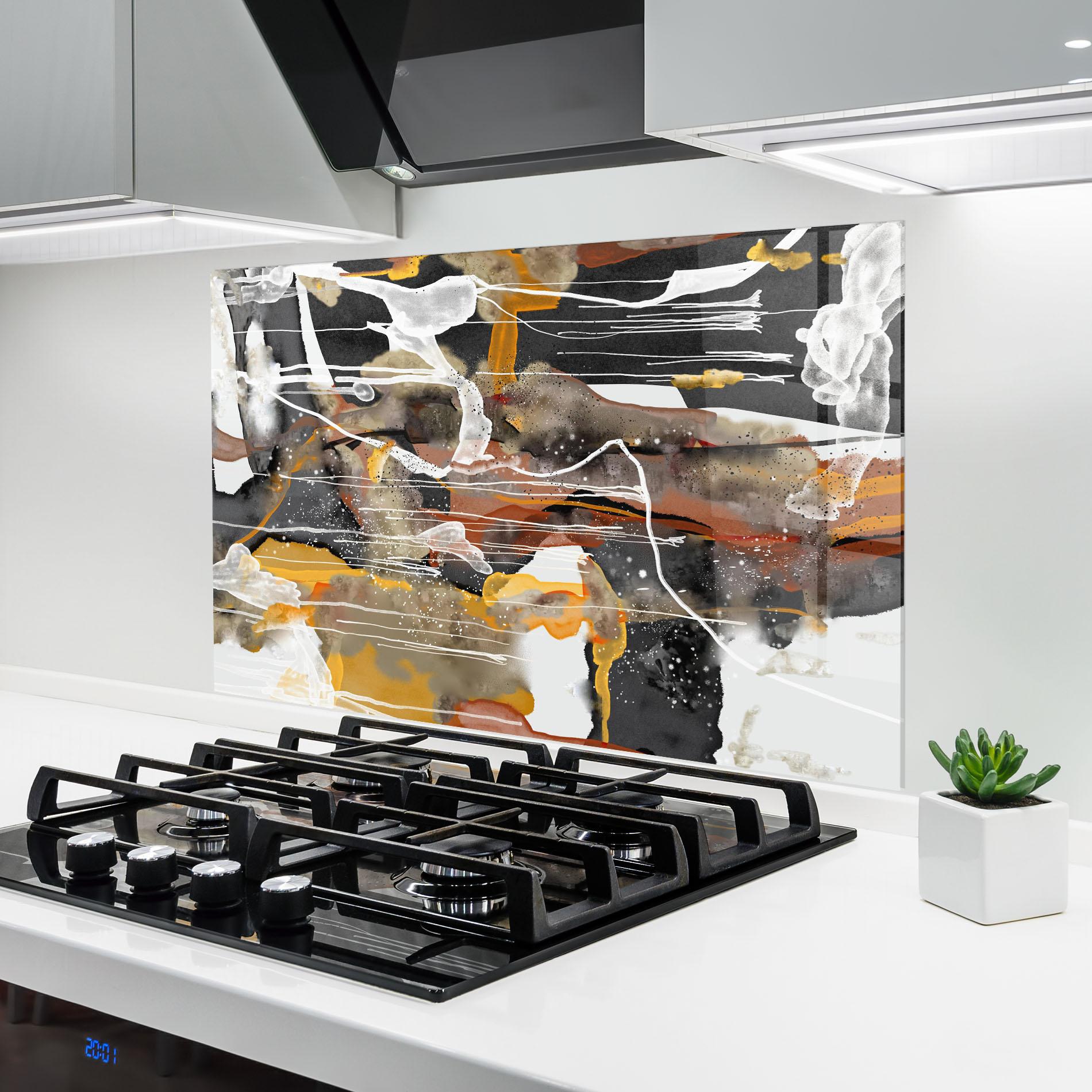 Panou Sticla Bucatarie Abstract Water Colors mockup 6