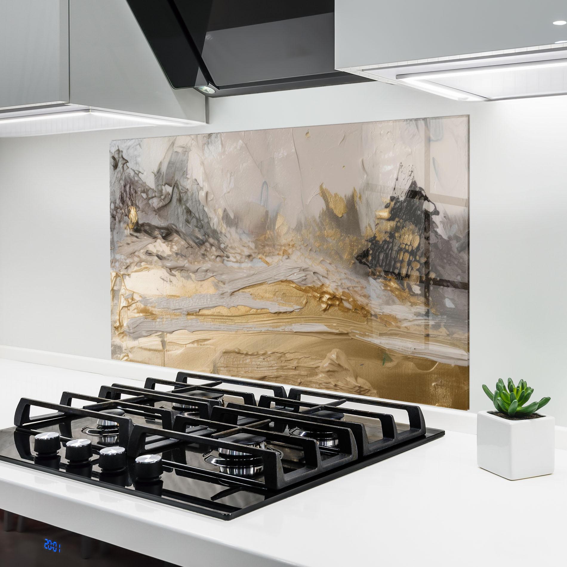 Panou Sticla Bucatarie Abstract White Waves mockup 6