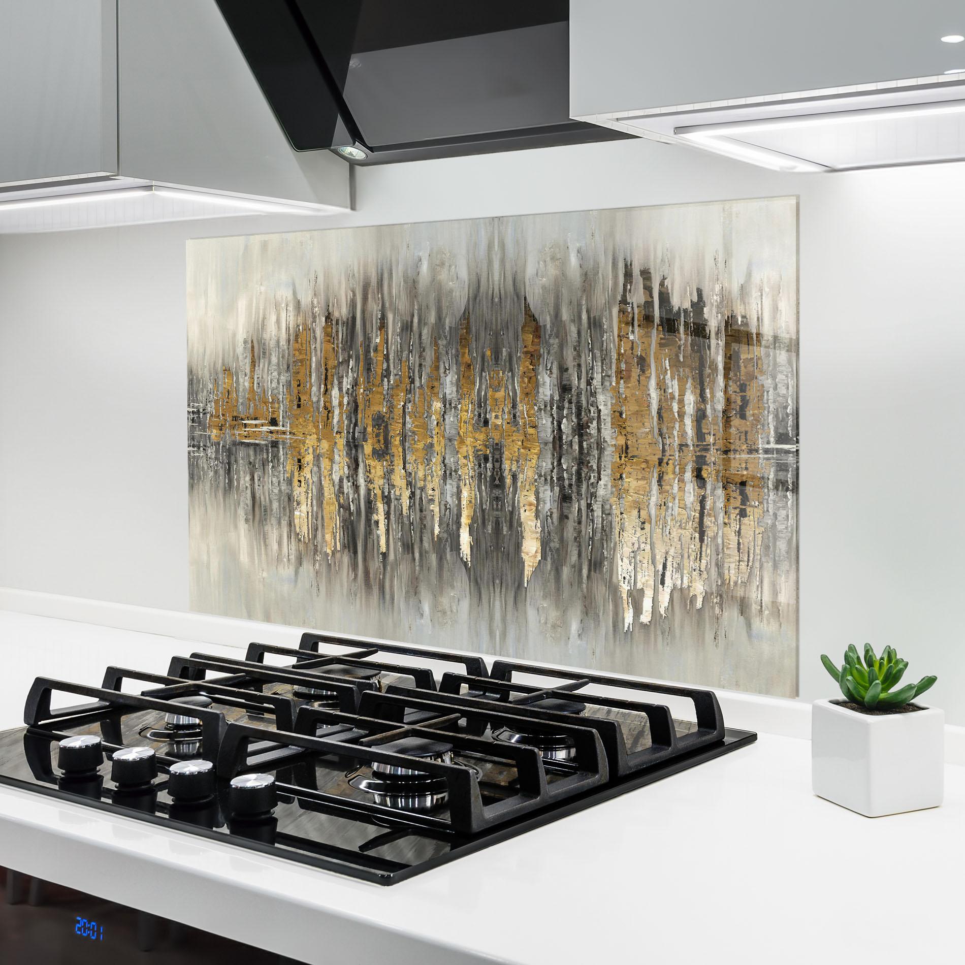 Panou Sticla Bucatarie Acrylic Silver Paint mockup 6