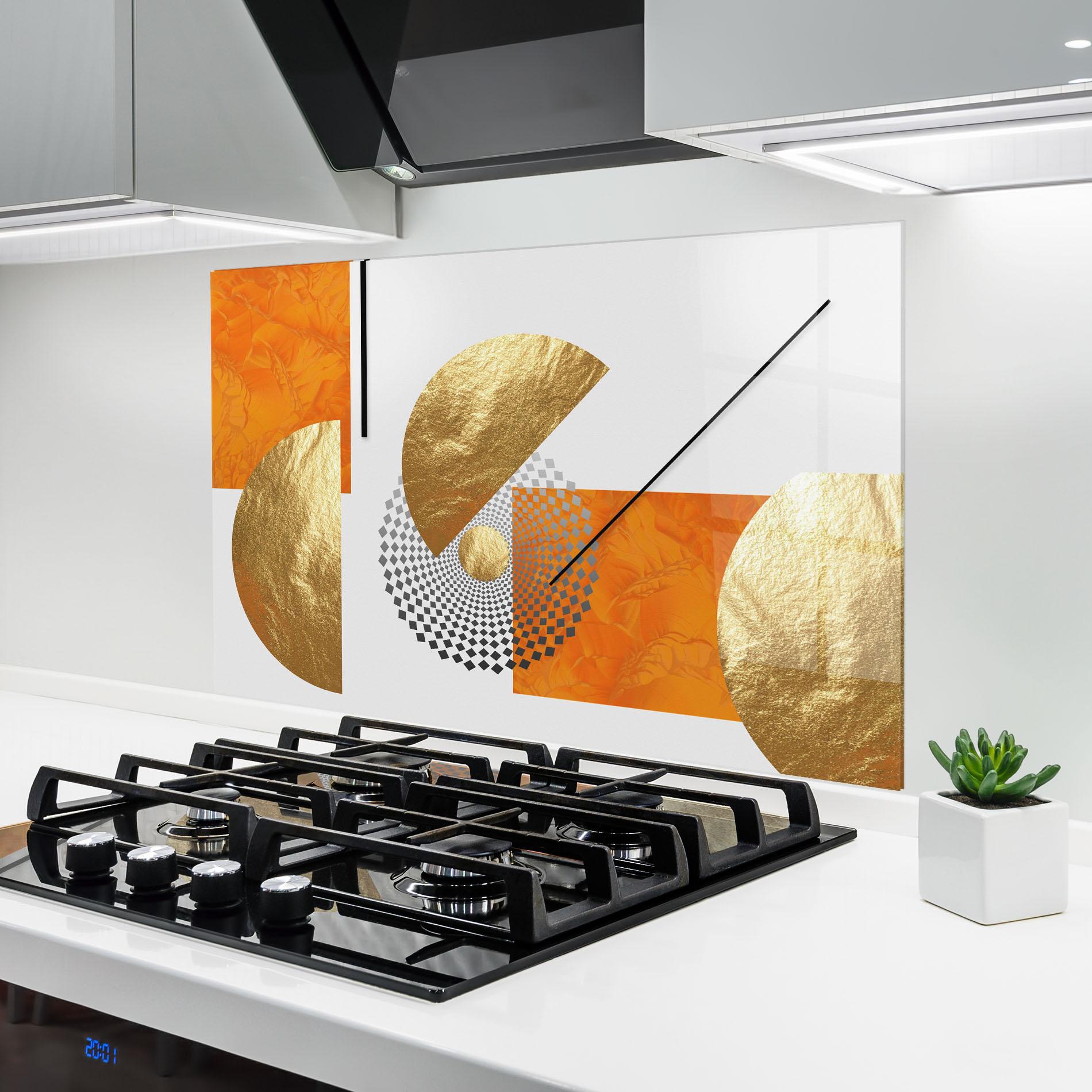 Panou Sticla Bucatarie Beautiful Gold Shapes mockup 6