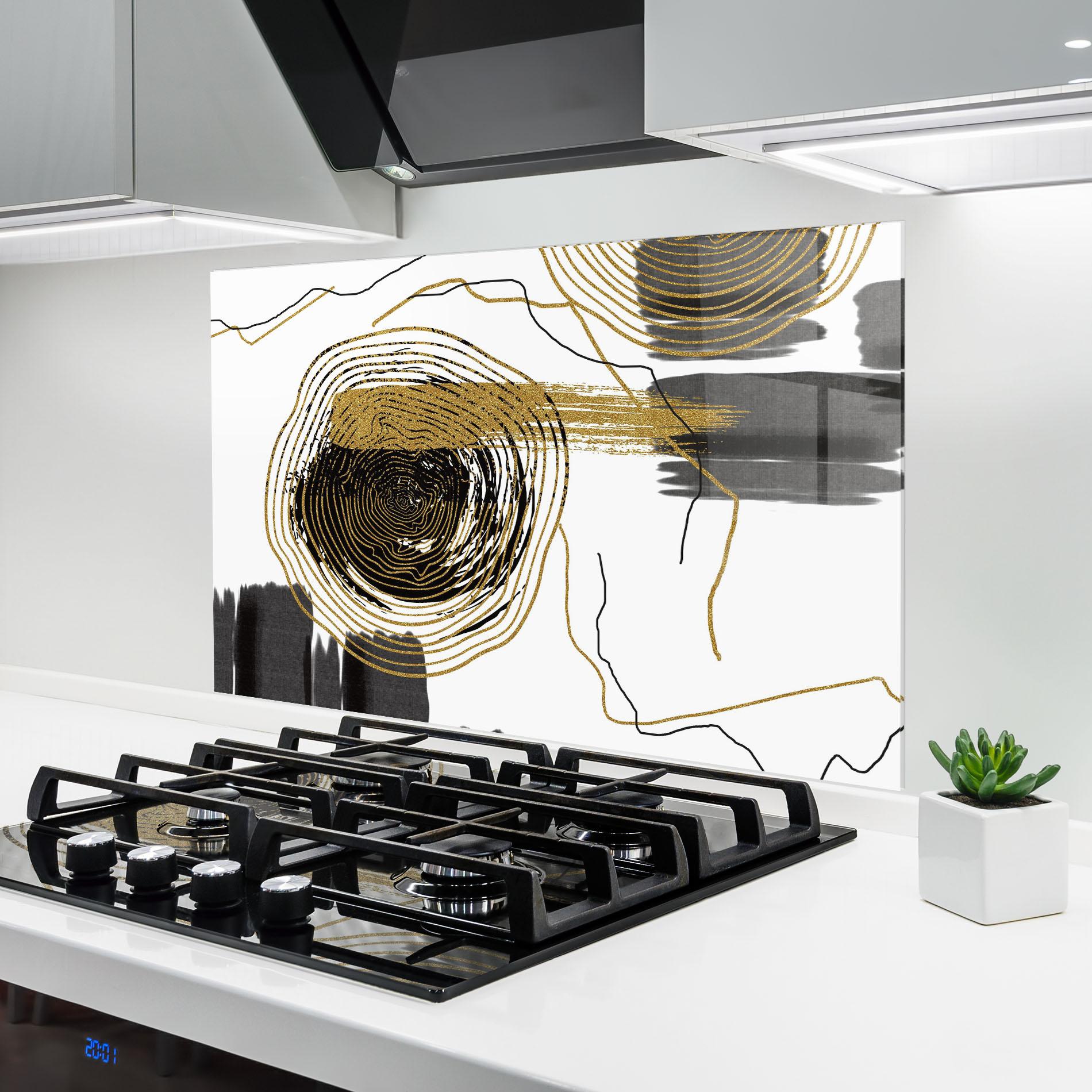 Panou Sticla Bucatarie Golden Grey Spiral mockup 6