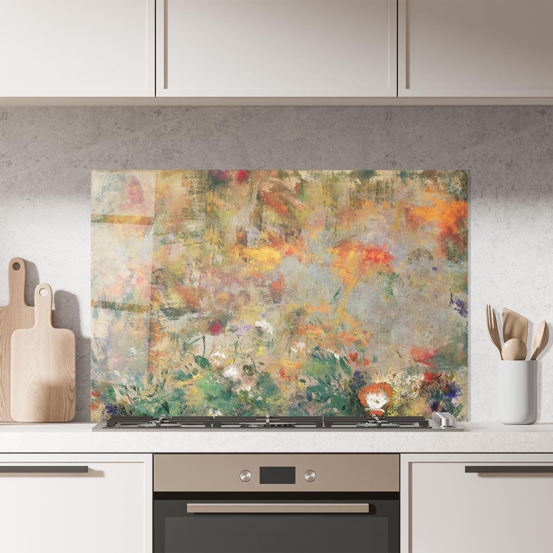 Panou Sticla Bucatarie Abstract Flowers mockup 7