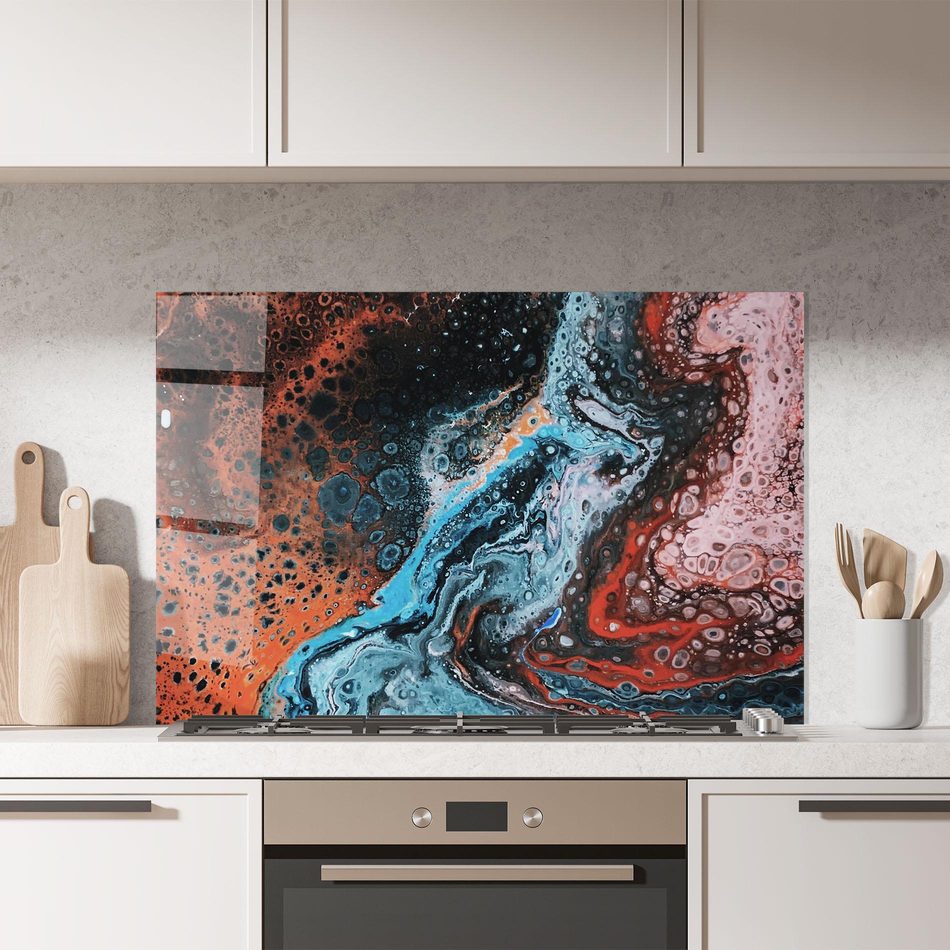 Panou Sticla Bucatarie Abstract Turqoise Colors mockup 7