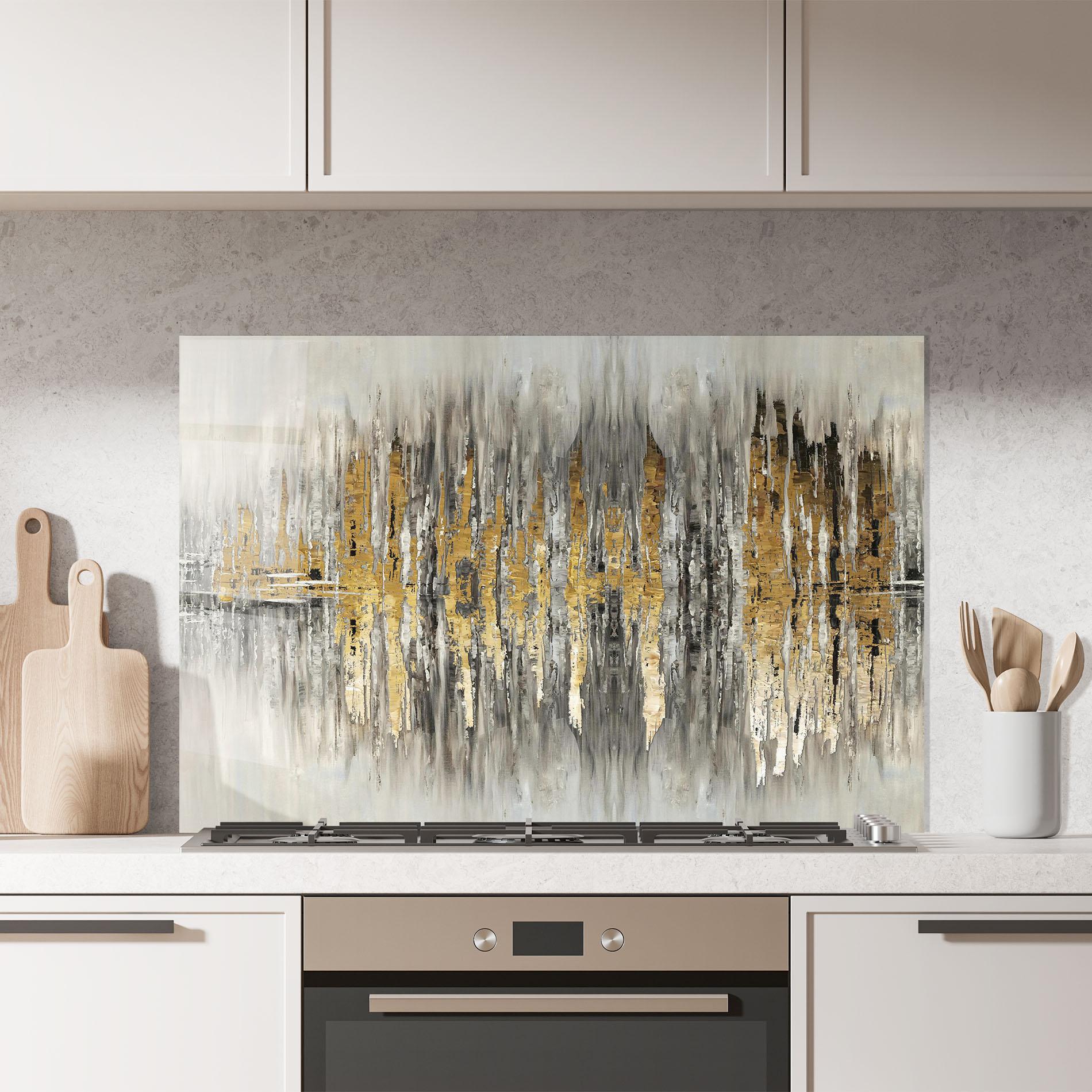 Panou Sticla Bucatarie Acrylic Silver Paint mockup 7